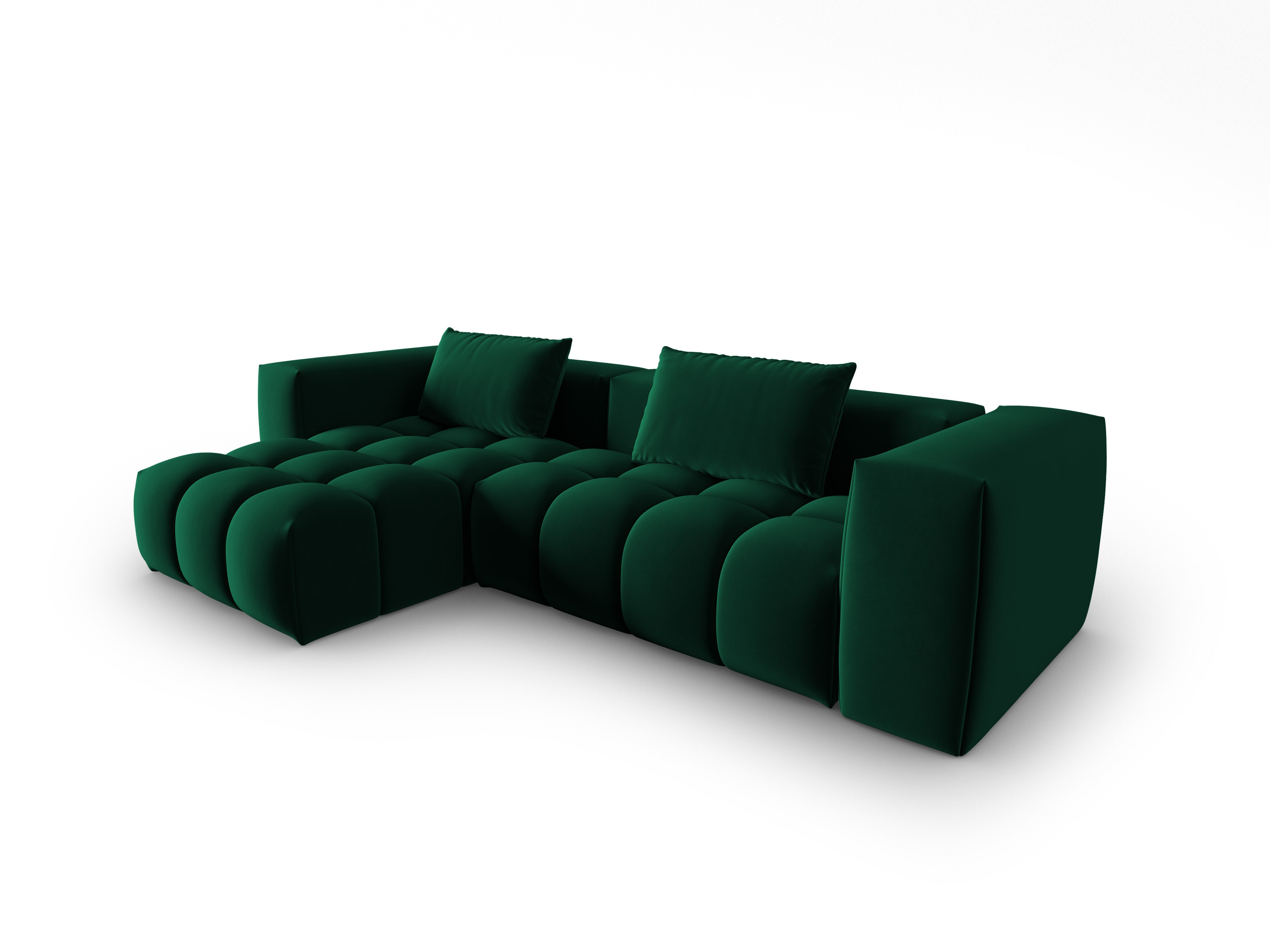 Samt-Ecksofa 3-sitzig links VERONA flaschengrün