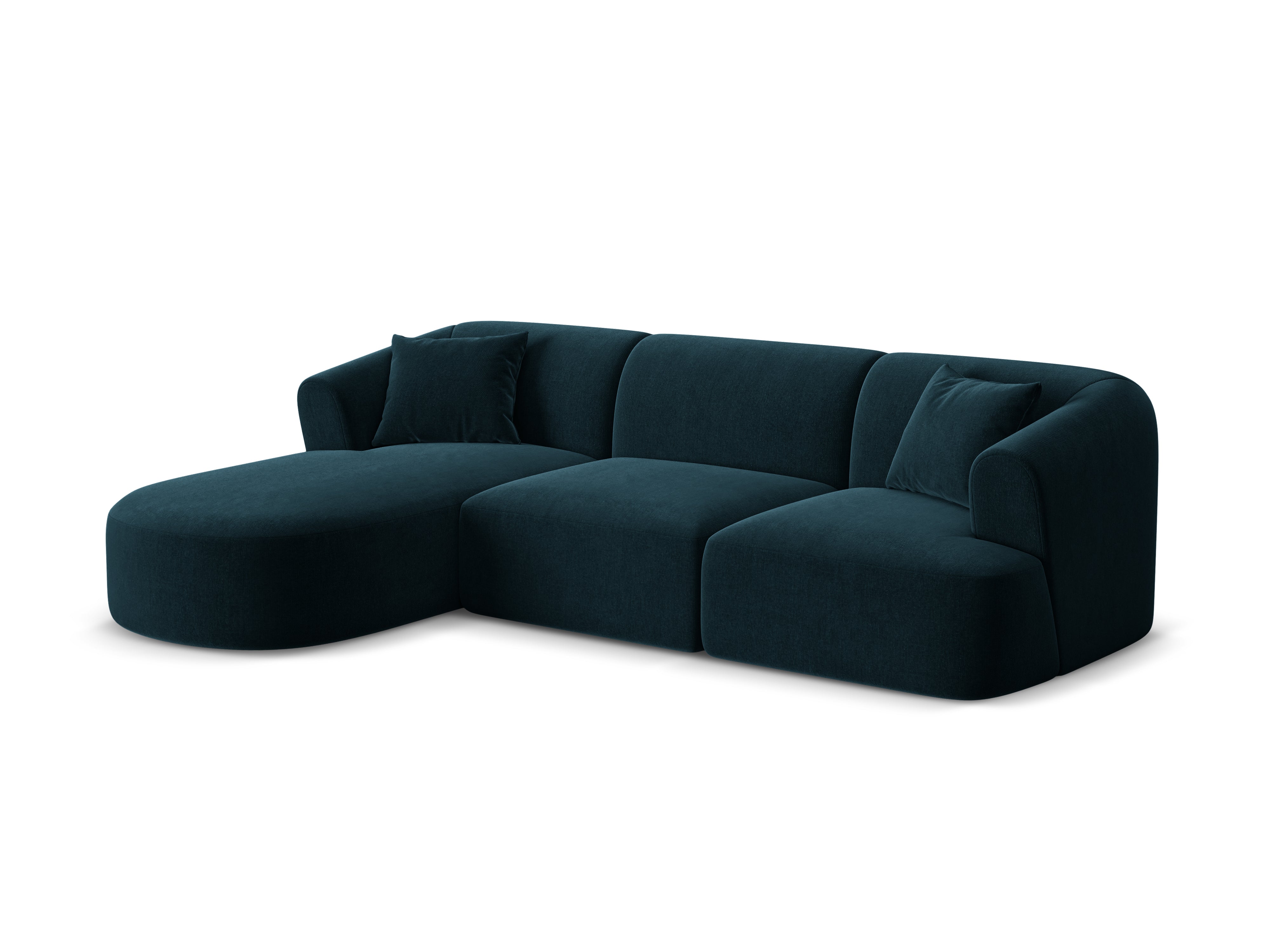 Velvet corner sofa left-sided for 4 people CAMPI petrol