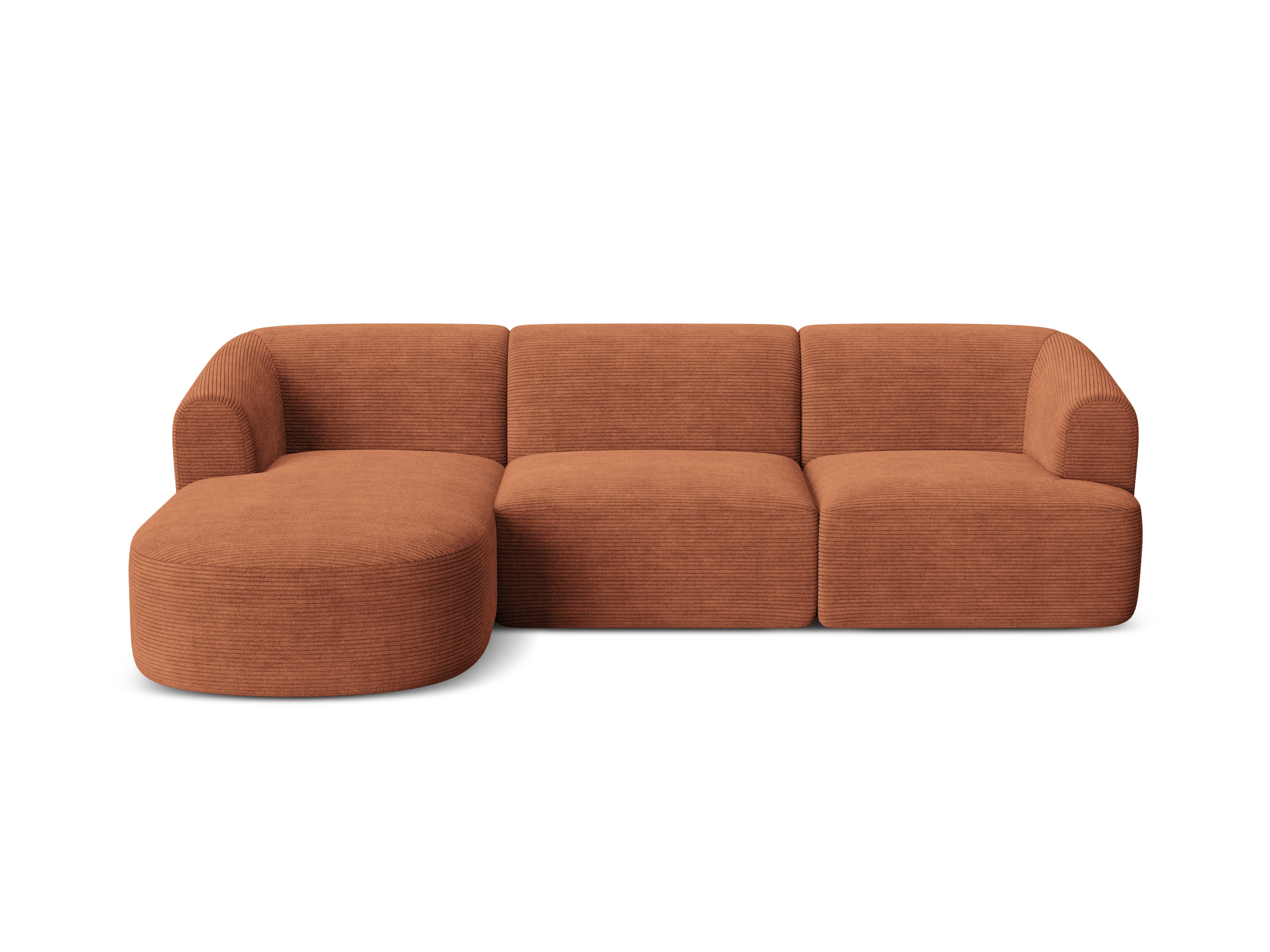 Linksseitiges 4-Sitzer-Sofa CAMPI in ziegelrotem Cord