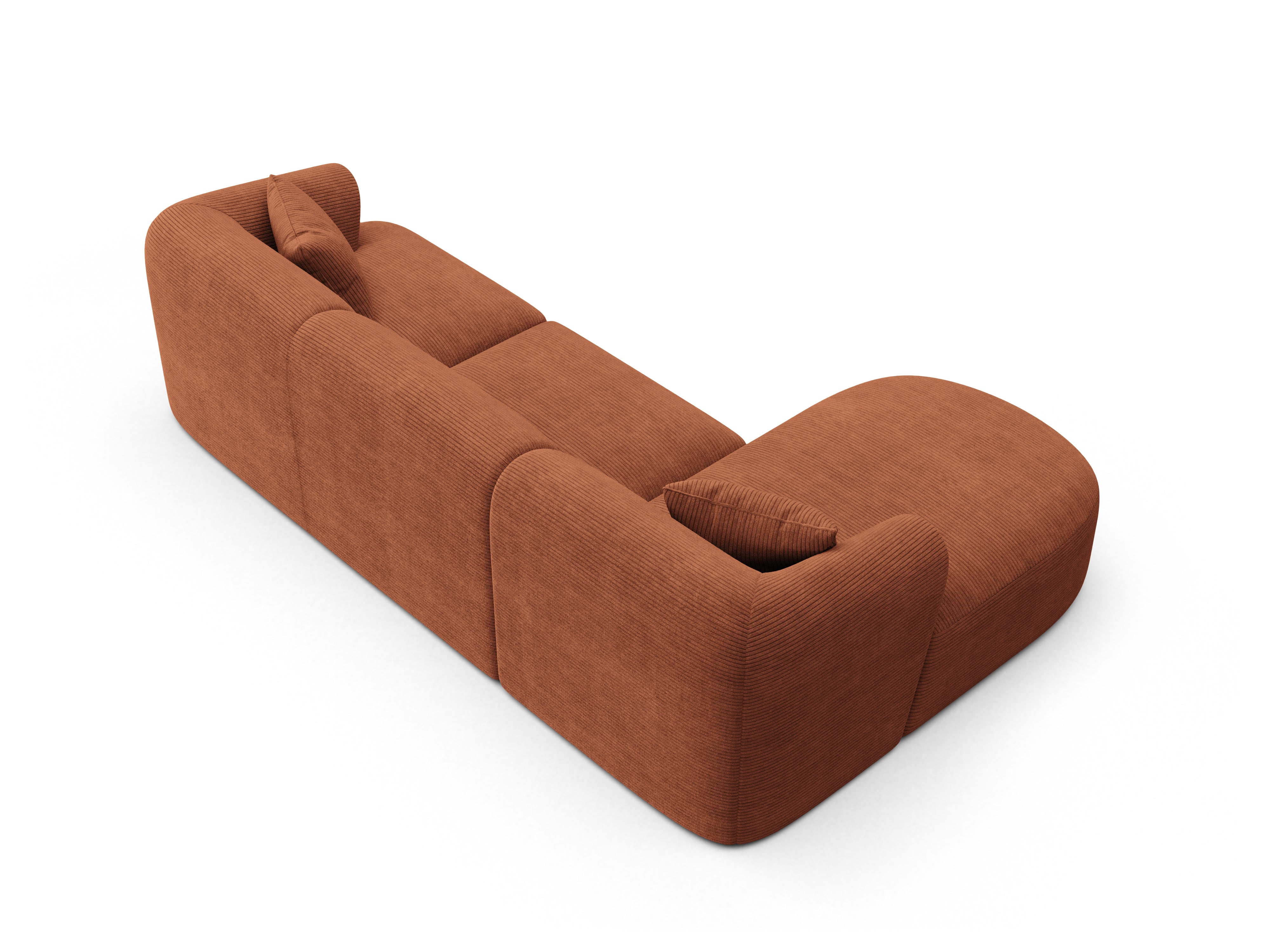 Linksseitiges 4-Sitzer-Sofa CAMPI in ziegelrotem Cord