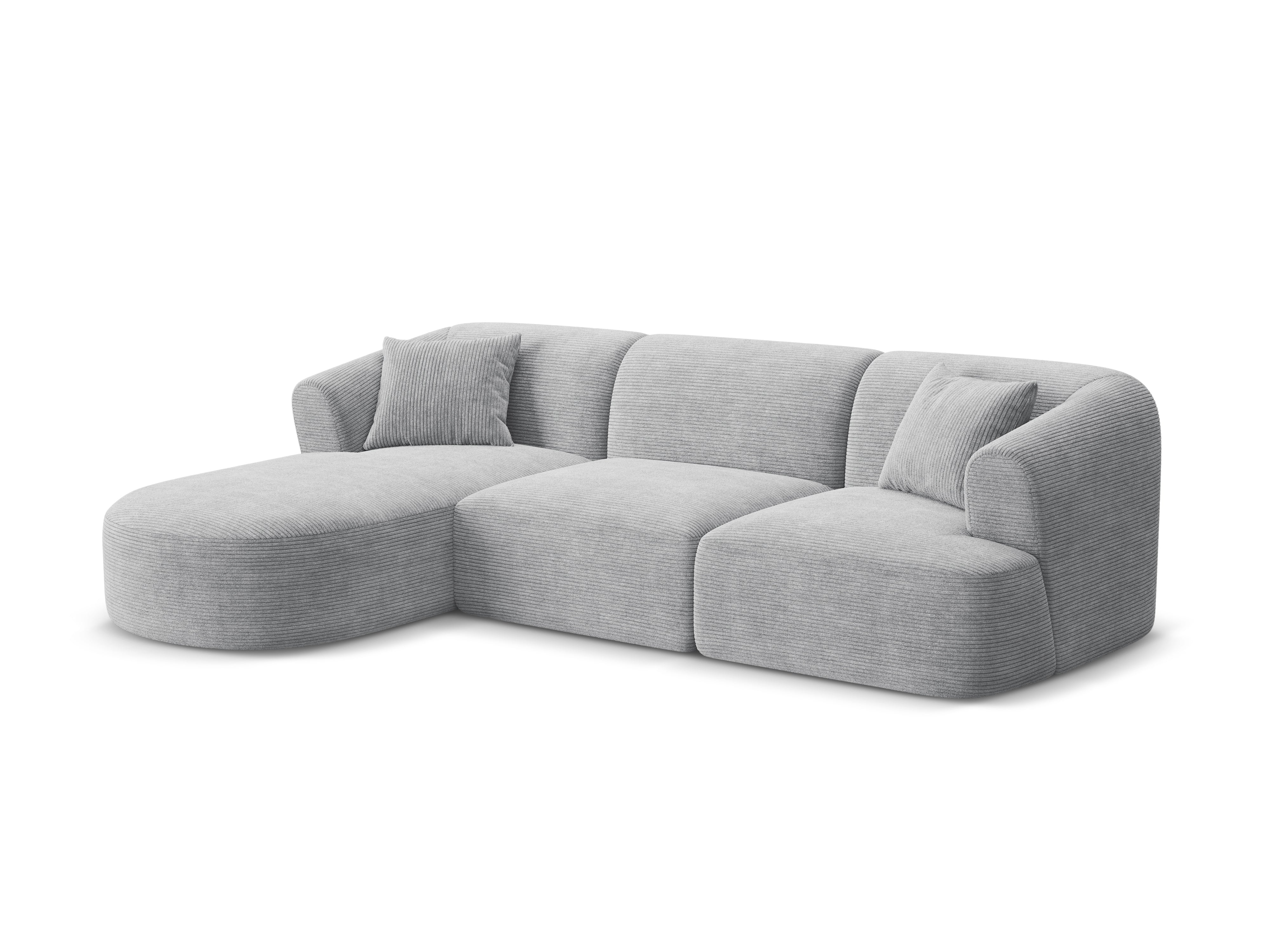 Linksseitiges 4-Sitzer-Sofa CAMPI hellgrau Cord