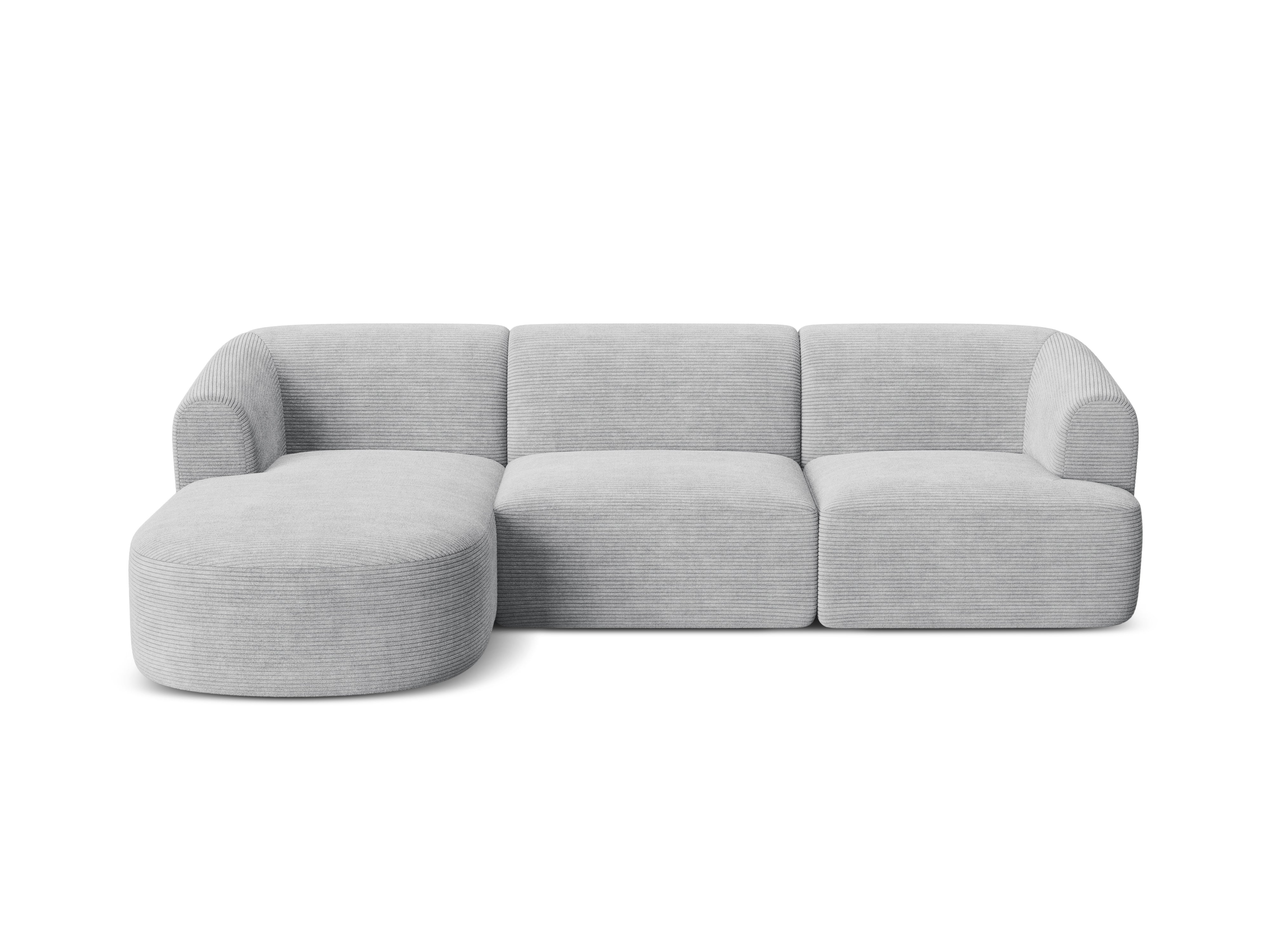 Linksseitiges 4-Sitzer-Sofa CAMPI hellgrau Cord