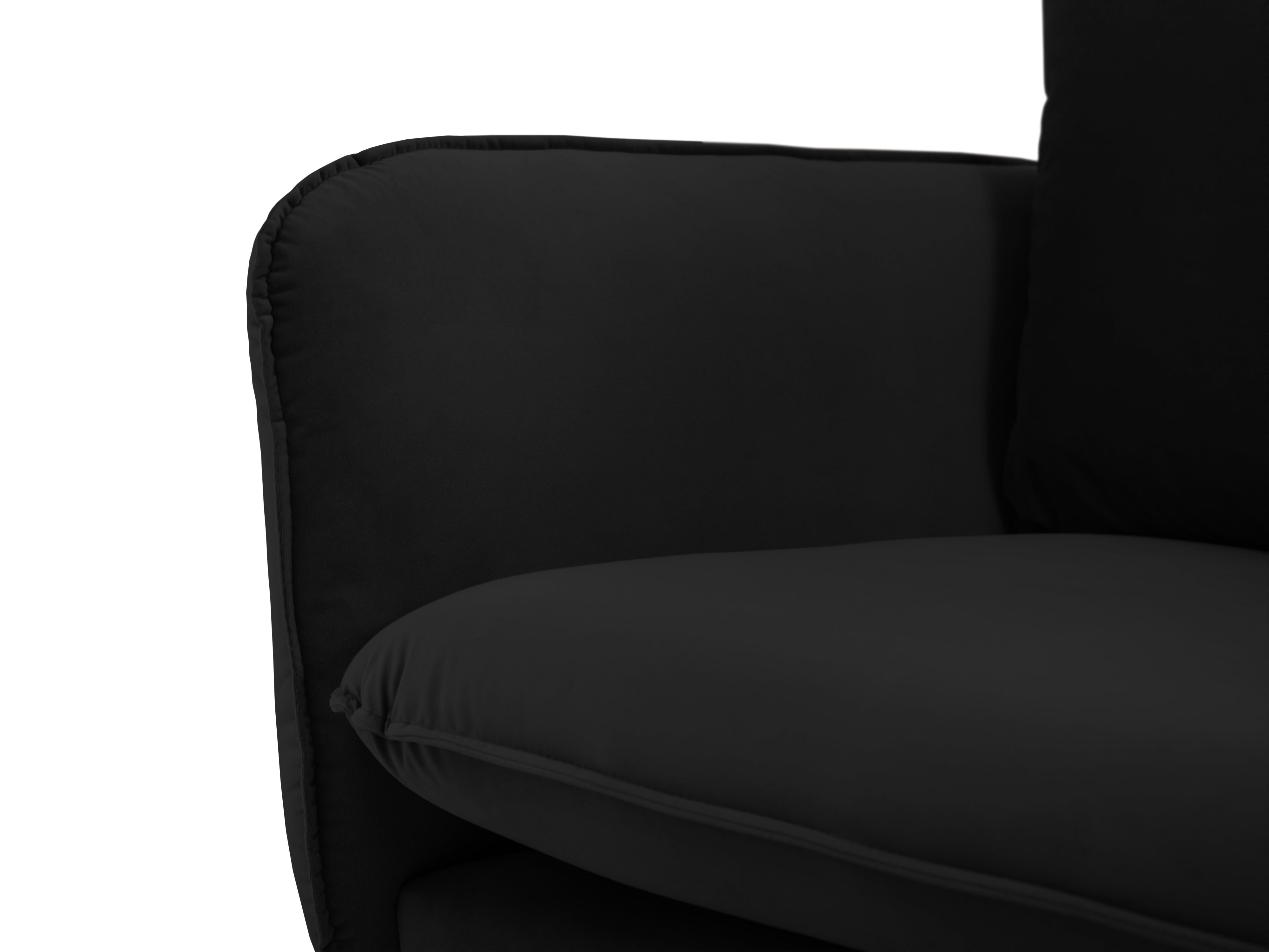 Samt-Ecksofa linksseitig für 5 Personen VIENNA schwarz mit goldenem Fuß