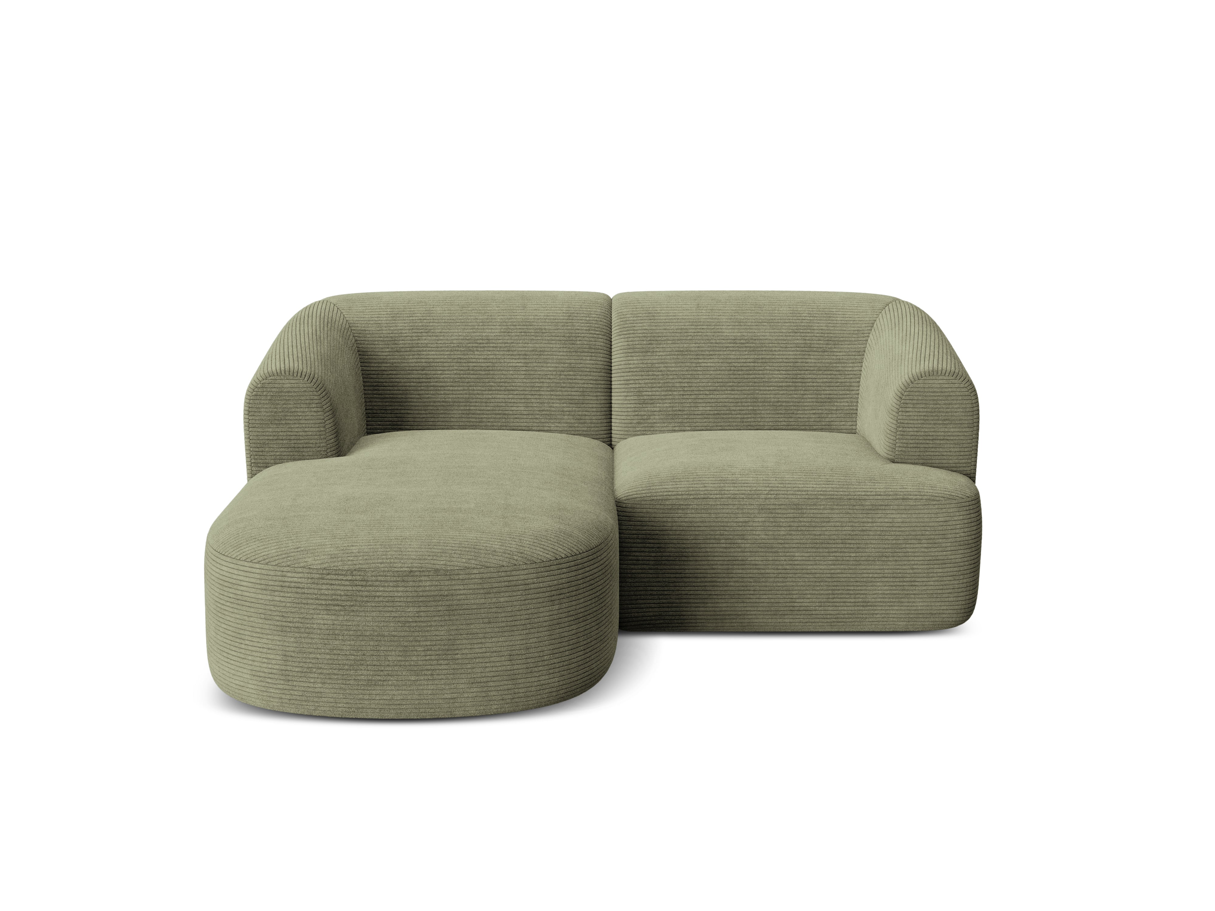 Left-facing 3-seater sofa CAMPI green corduroy