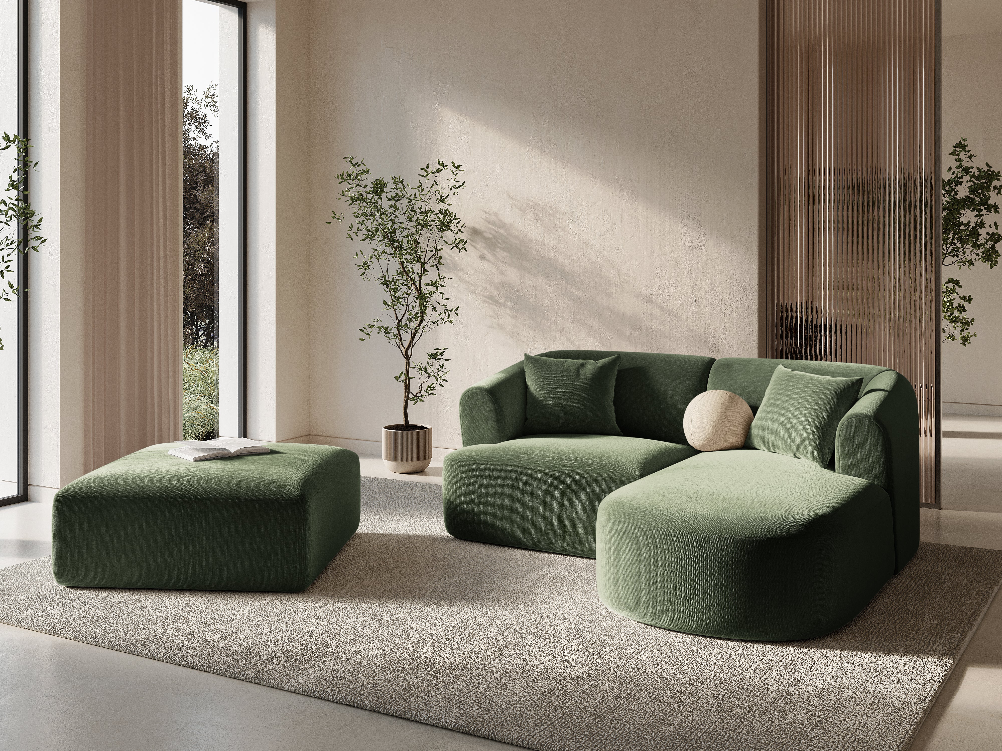 Green Velvet Pouf CAMPI