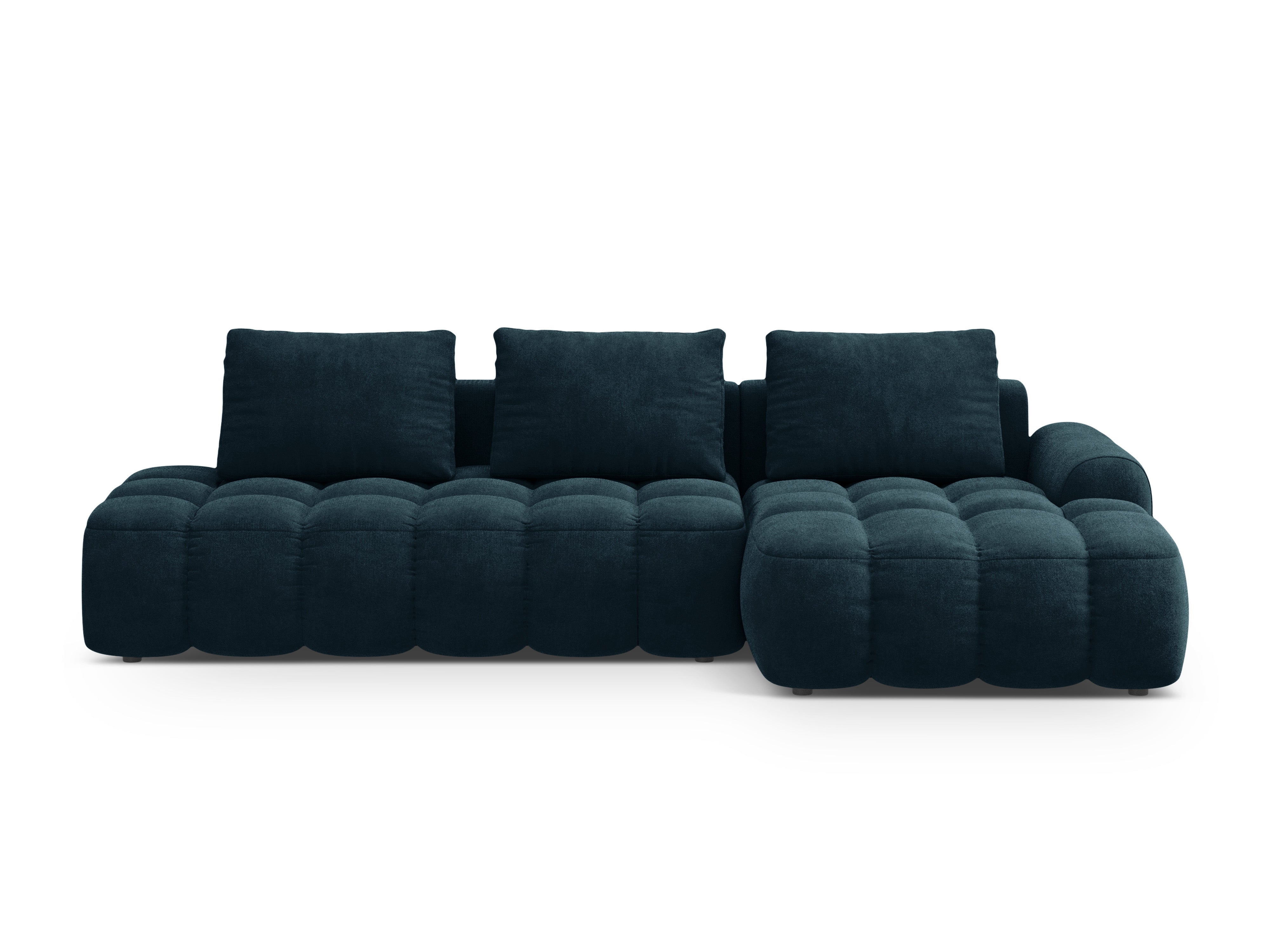 Velvet right-facing corner sofa bed for 3 people LINZ petrol