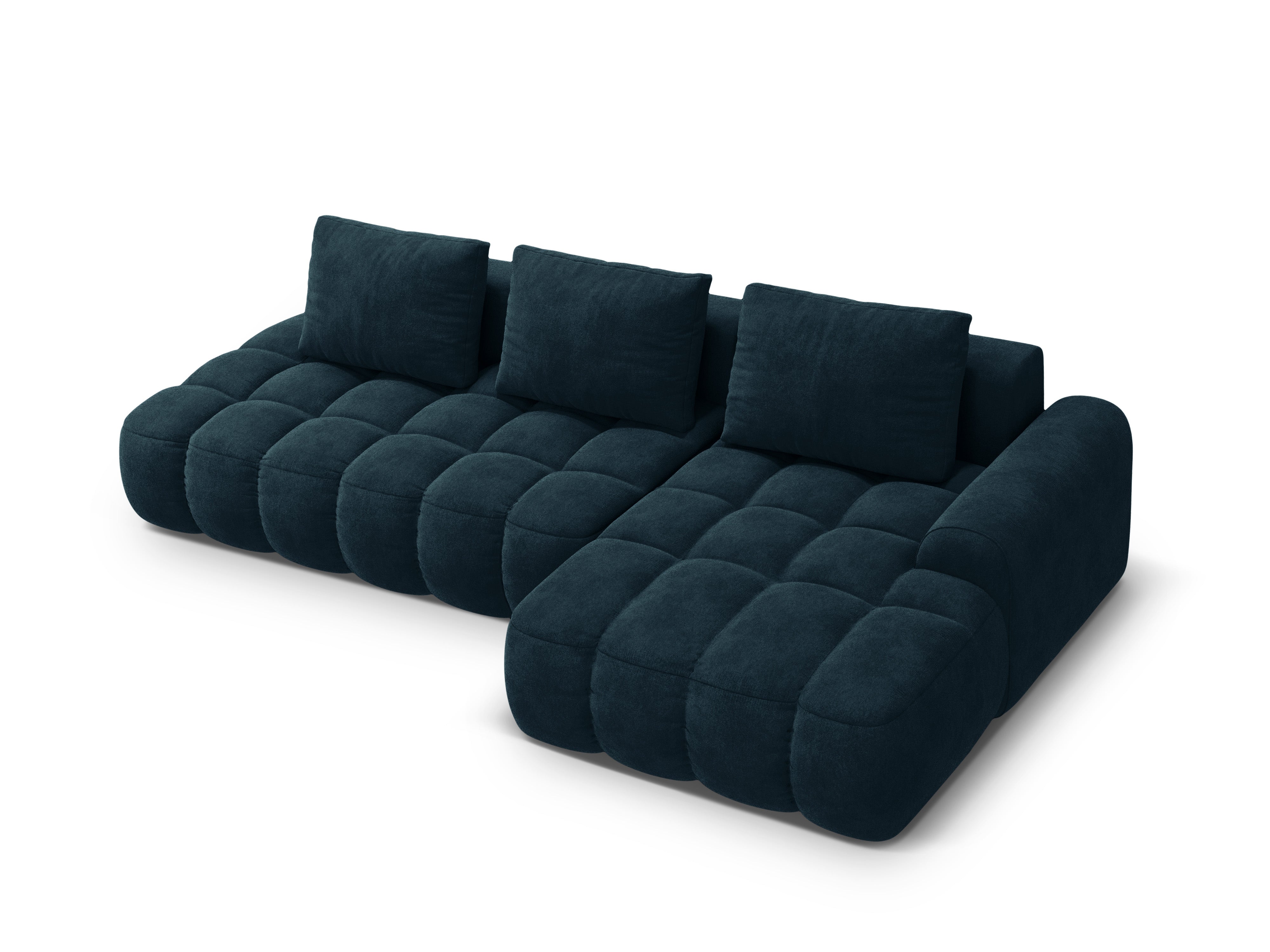 Velvet right-facing corner sofa bed for 3 people LINZ petrol