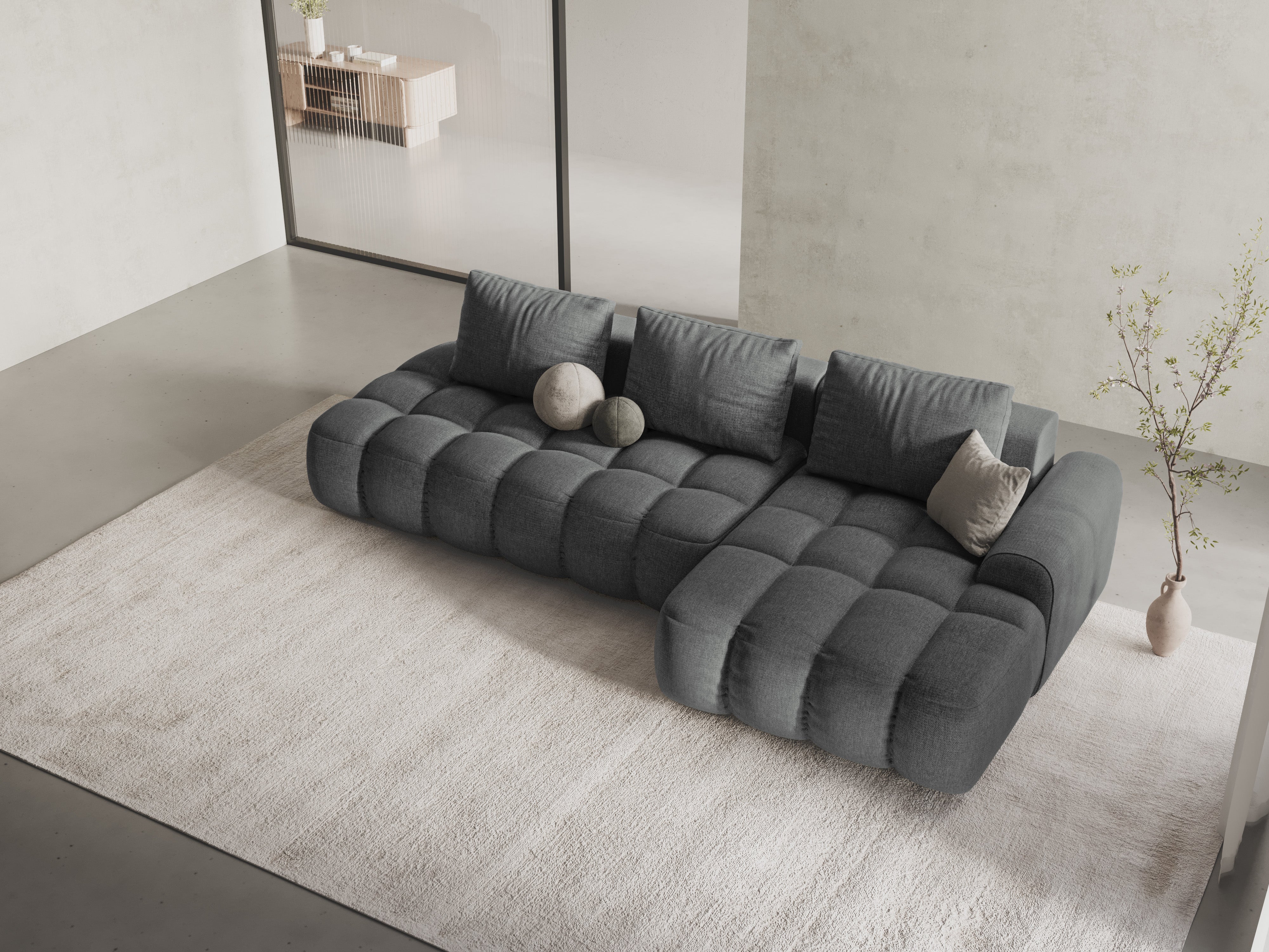 Right-sided corner sofa bed for 3 people LINZ gray