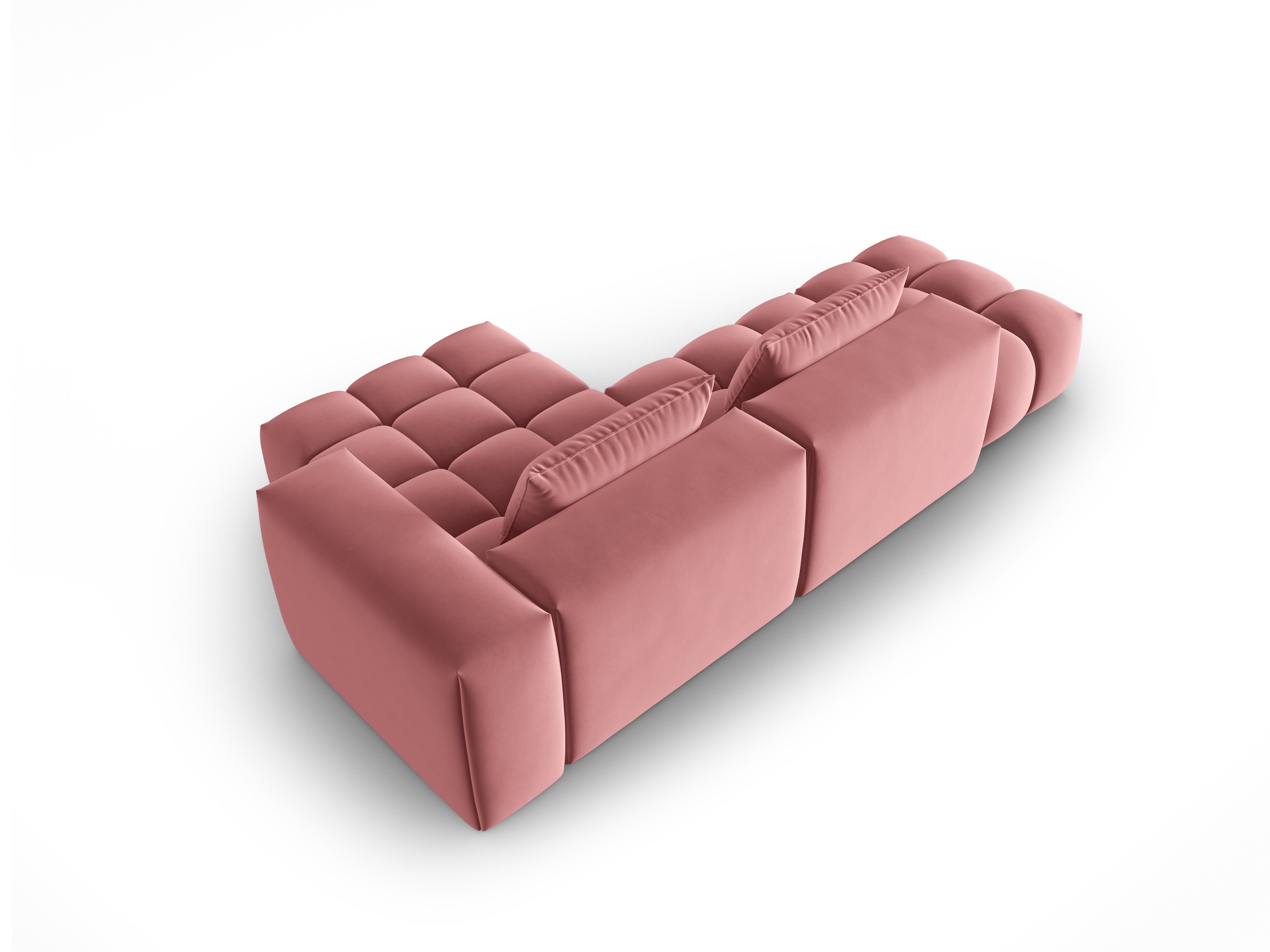 Narożnik aksamitny 4-osobowy prawostronny otwarty VERONA różowy flamingo – Cosmopolitan Design