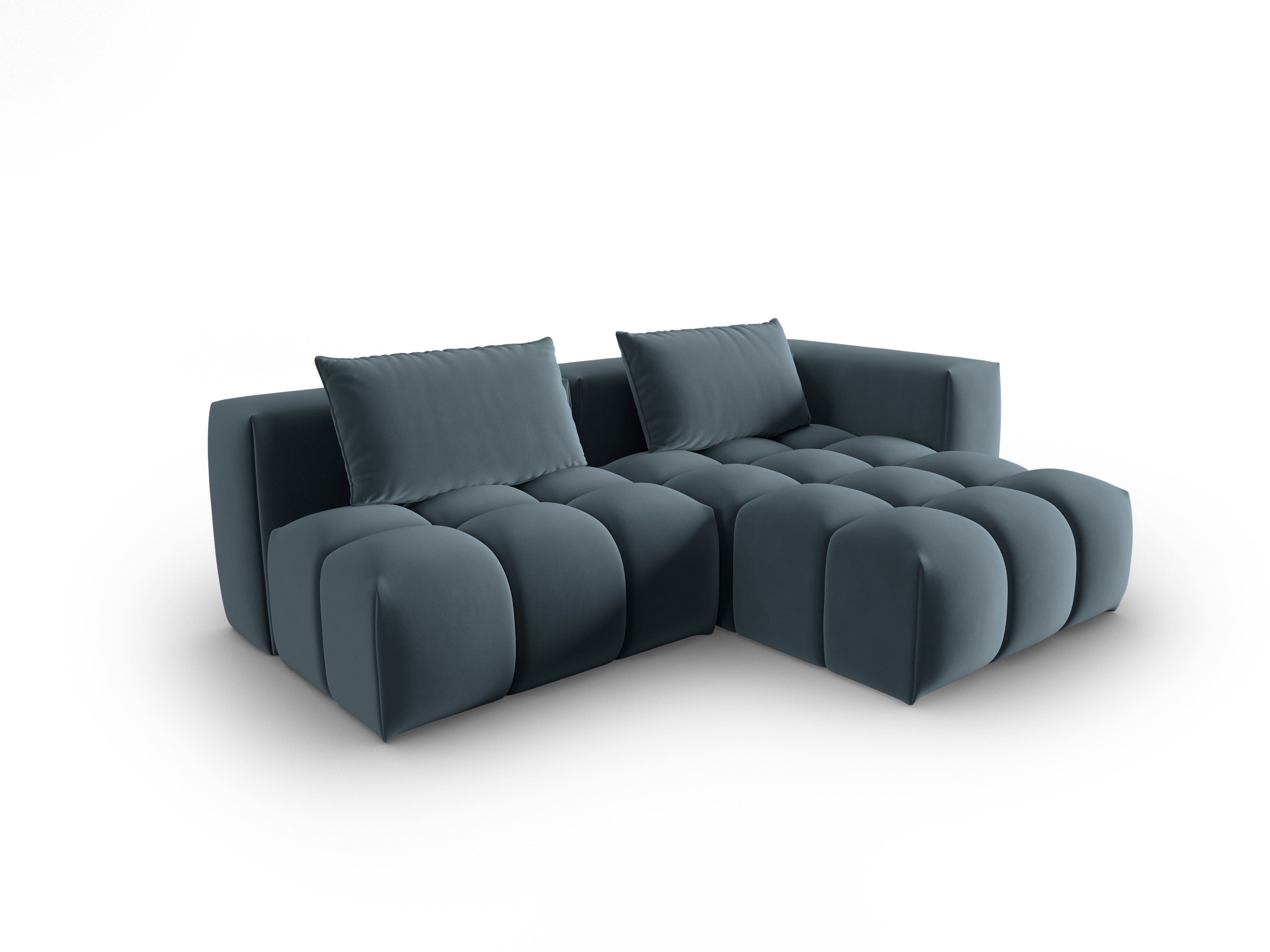 Samt-Ecksofa 3-Sitzer rechtsseitig offen VERONA blau