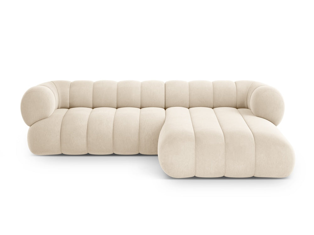 Velvet corner sofa for 5 people right-facing KOGE beige
