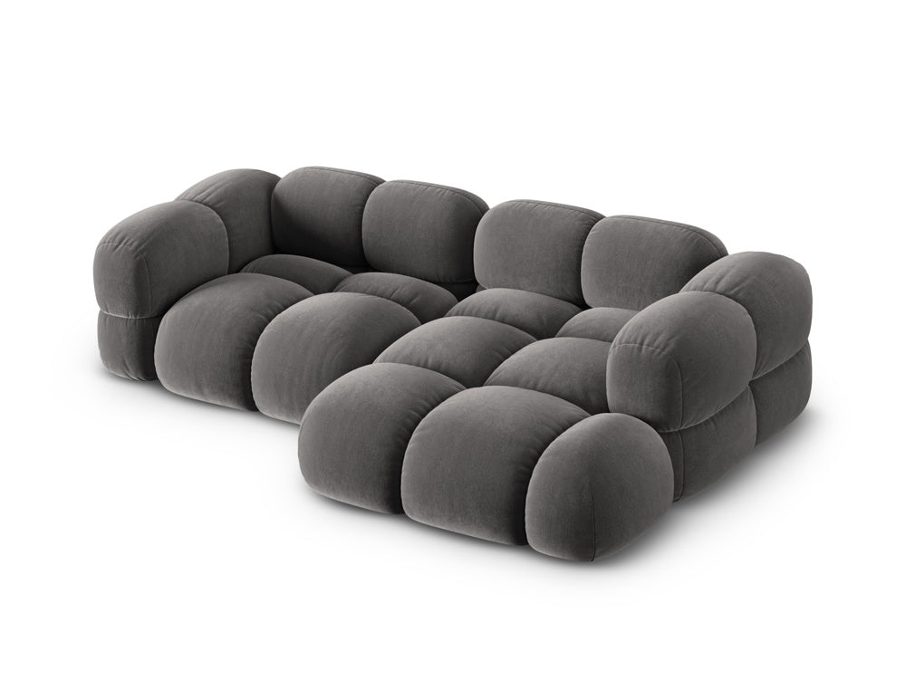 LORETTO gray velvet 3-seater right-facing corner sofa