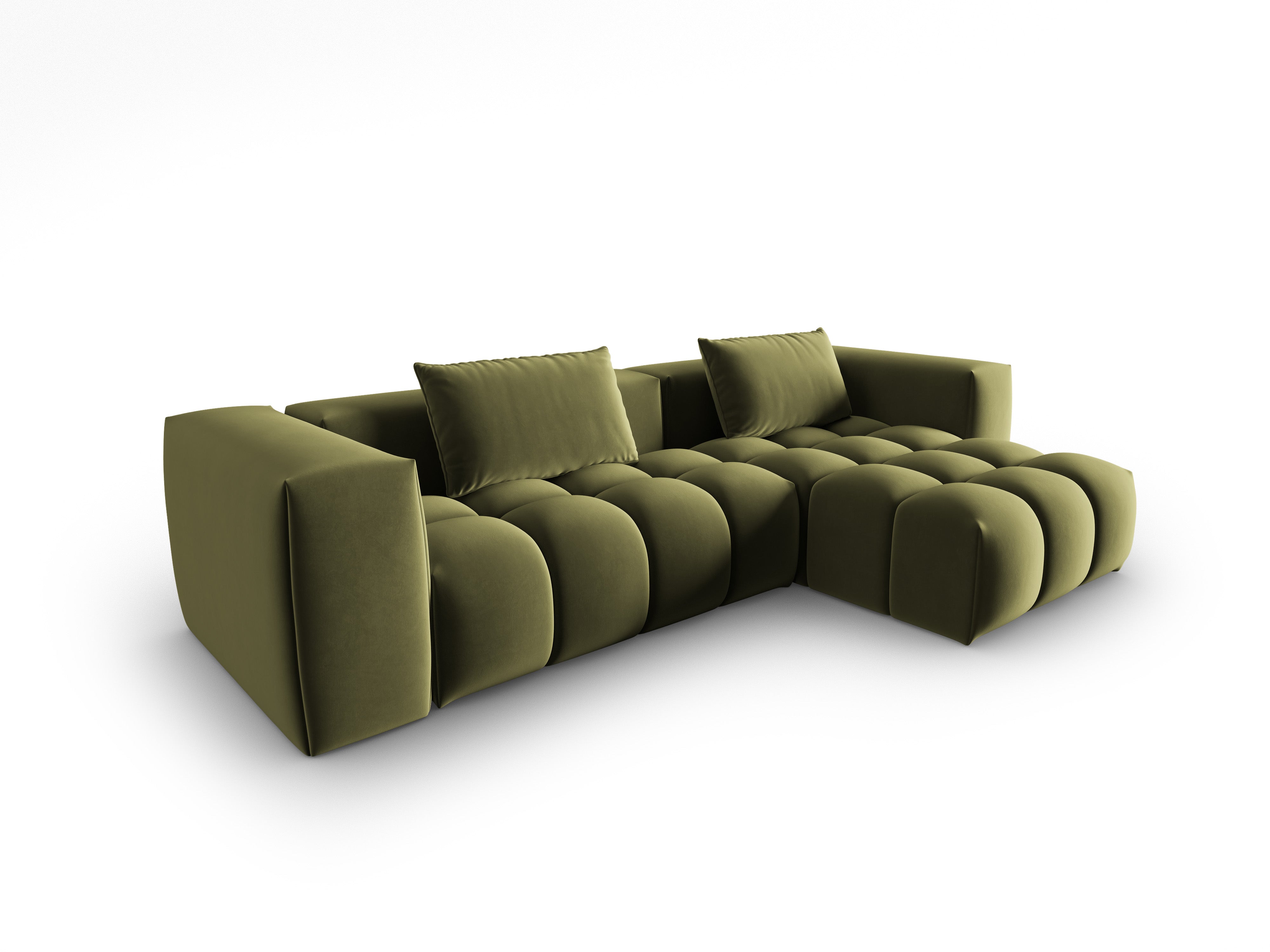 Samt-Ecksofa 3-sitzig rechts VERONA hellgrün