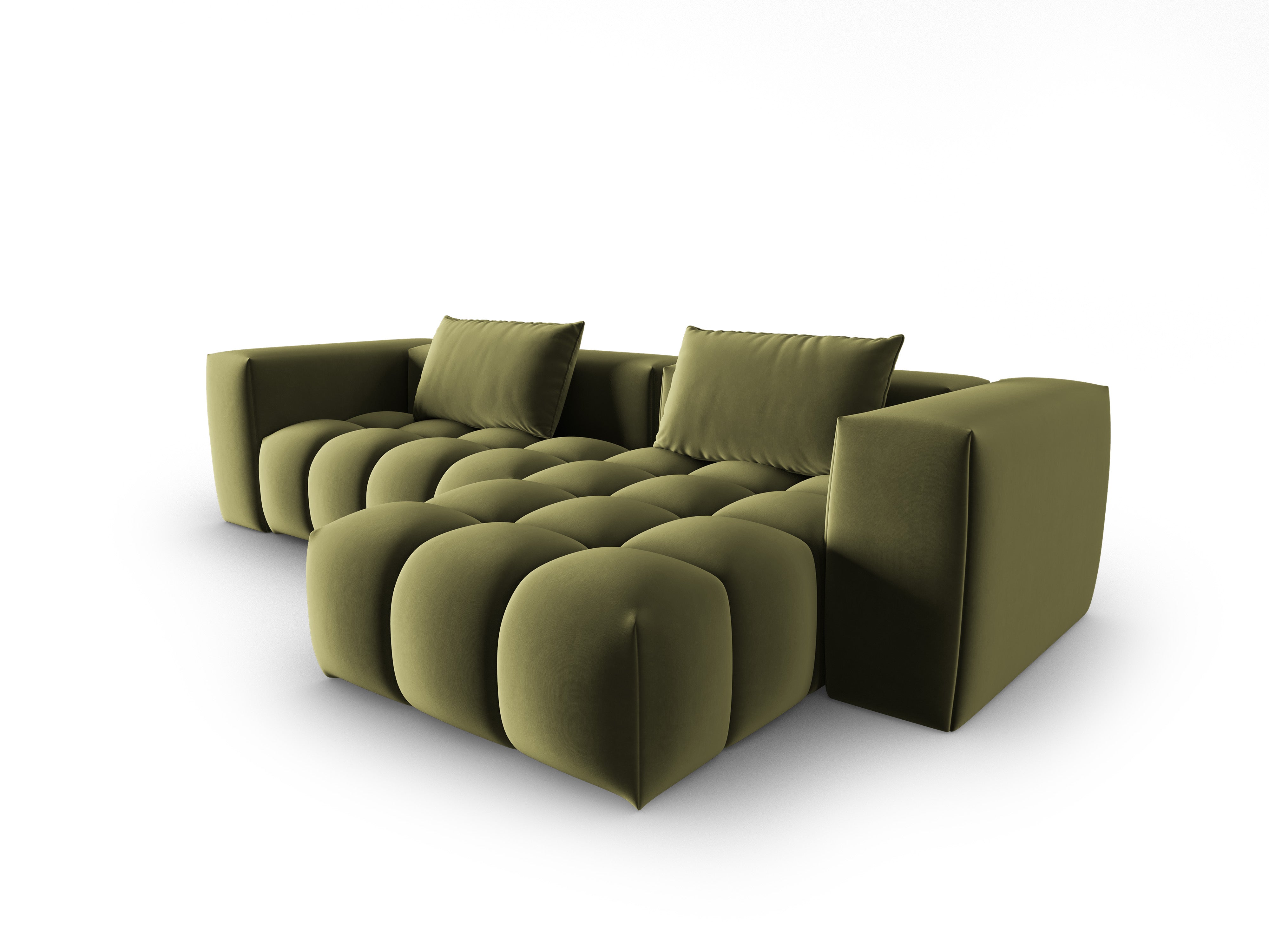 Narożnik aksamitny 3-osobowy prawostronny VERONA jasny zielony – Cosmopolitan Design