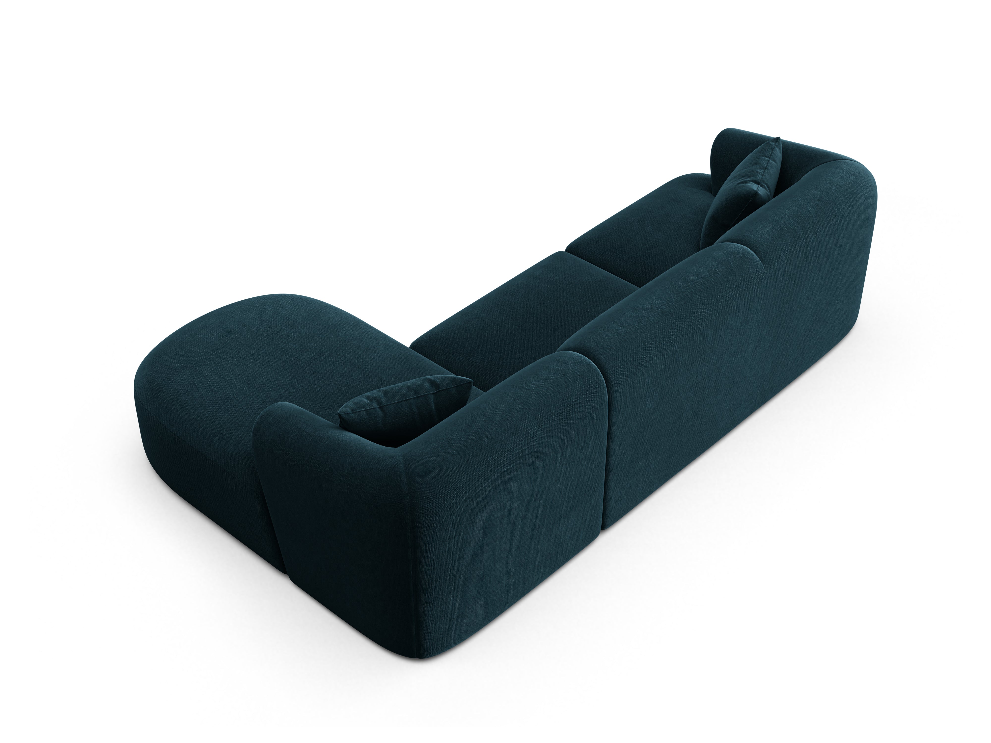 Fluwelen hoekbank rechts 4-persoons CAMPI petrol