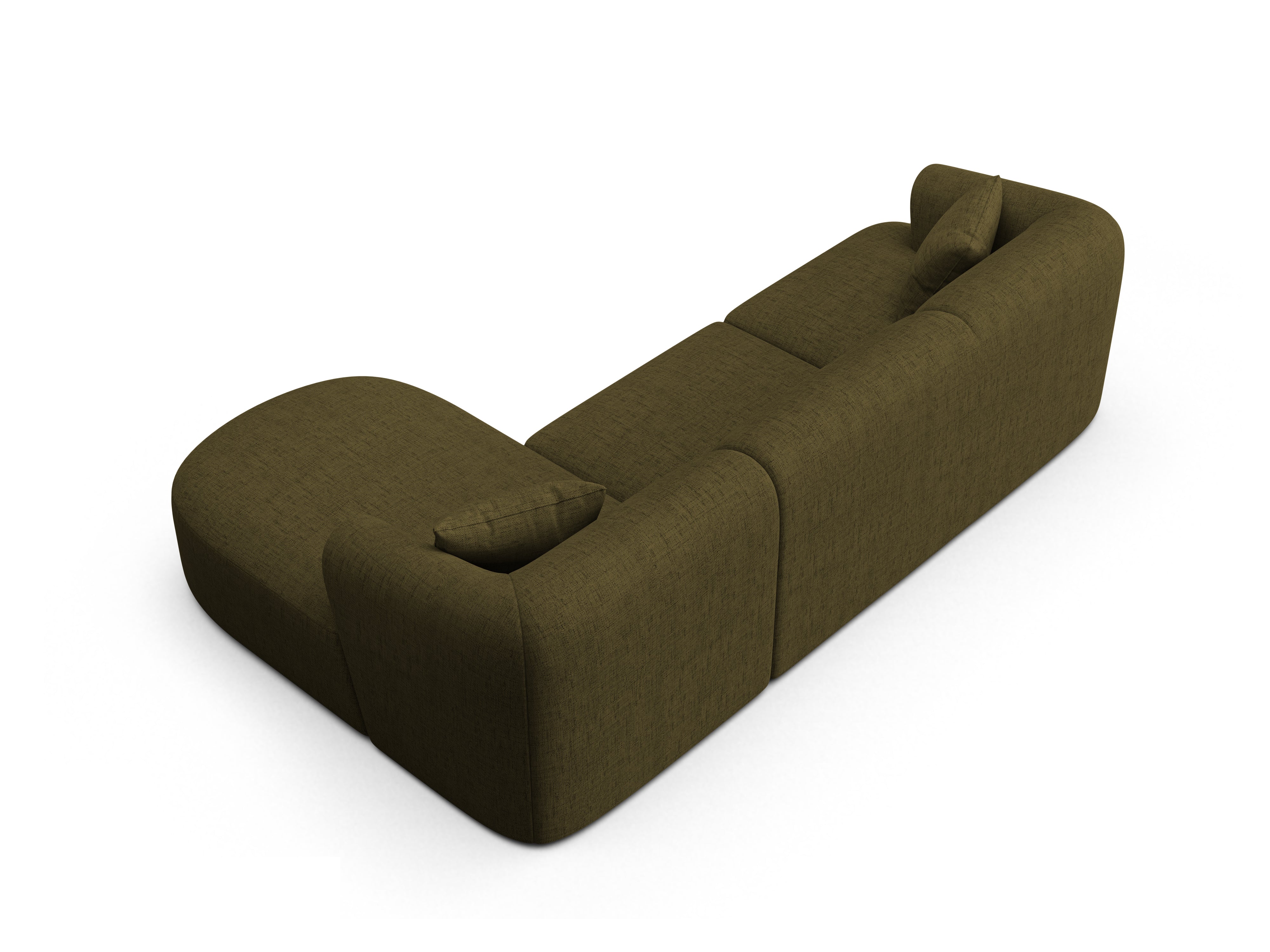 Right-facing 4-seater sofa CAMPI green chenille