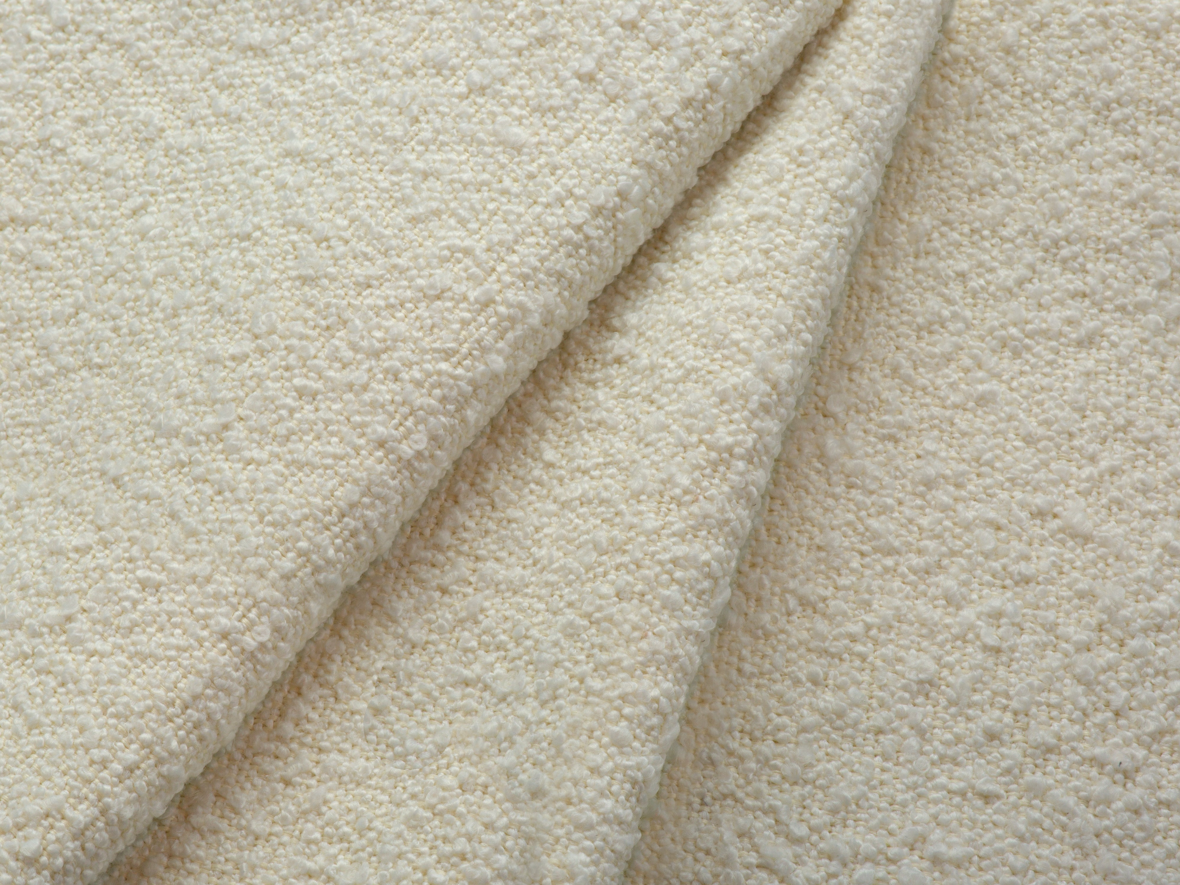 Beige boucle 6-persoons rechterhoekbank VIENNA met gouden basis