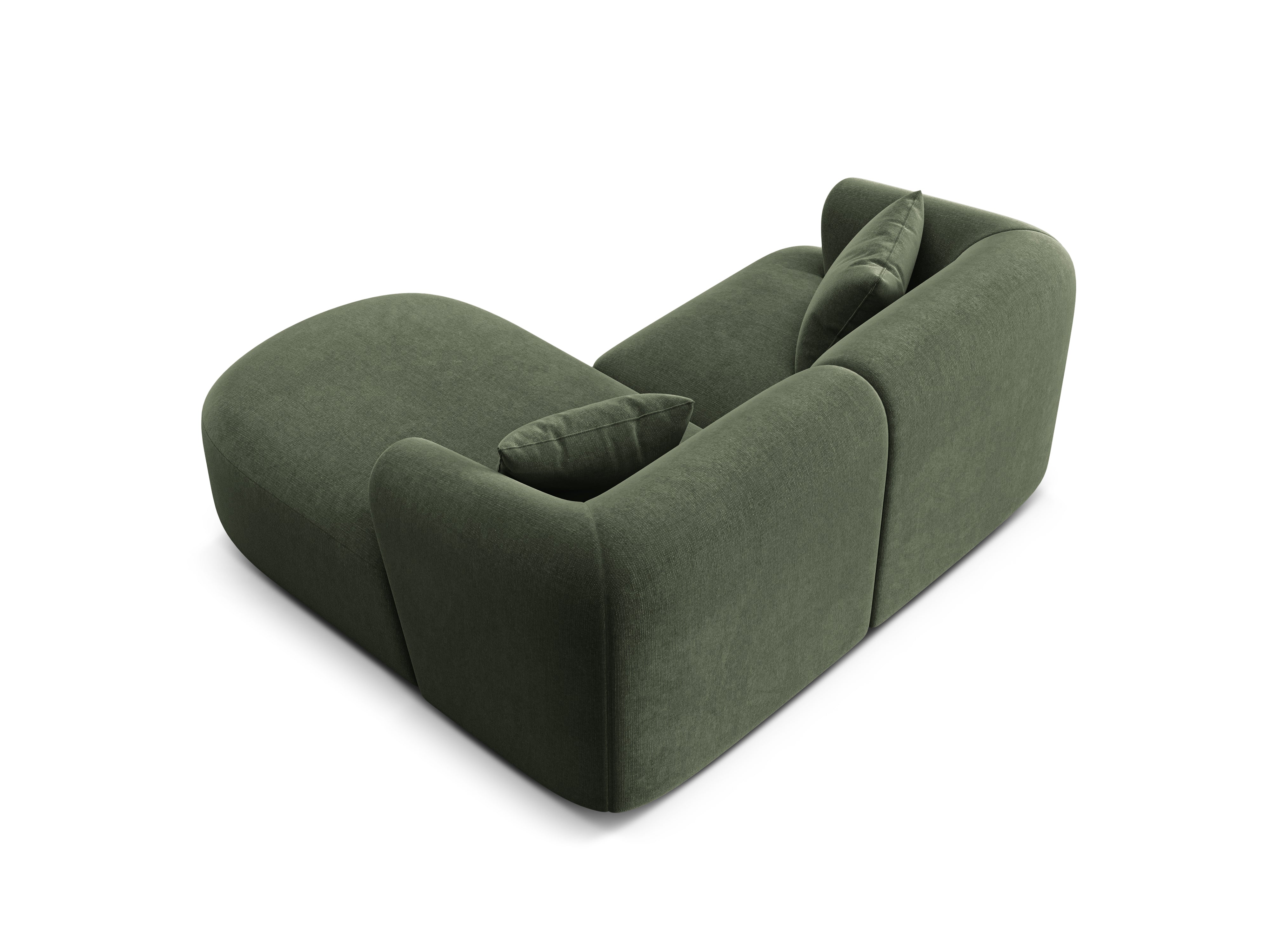 Groene 3-zits fluwelen hoekbank rechts CAMPI