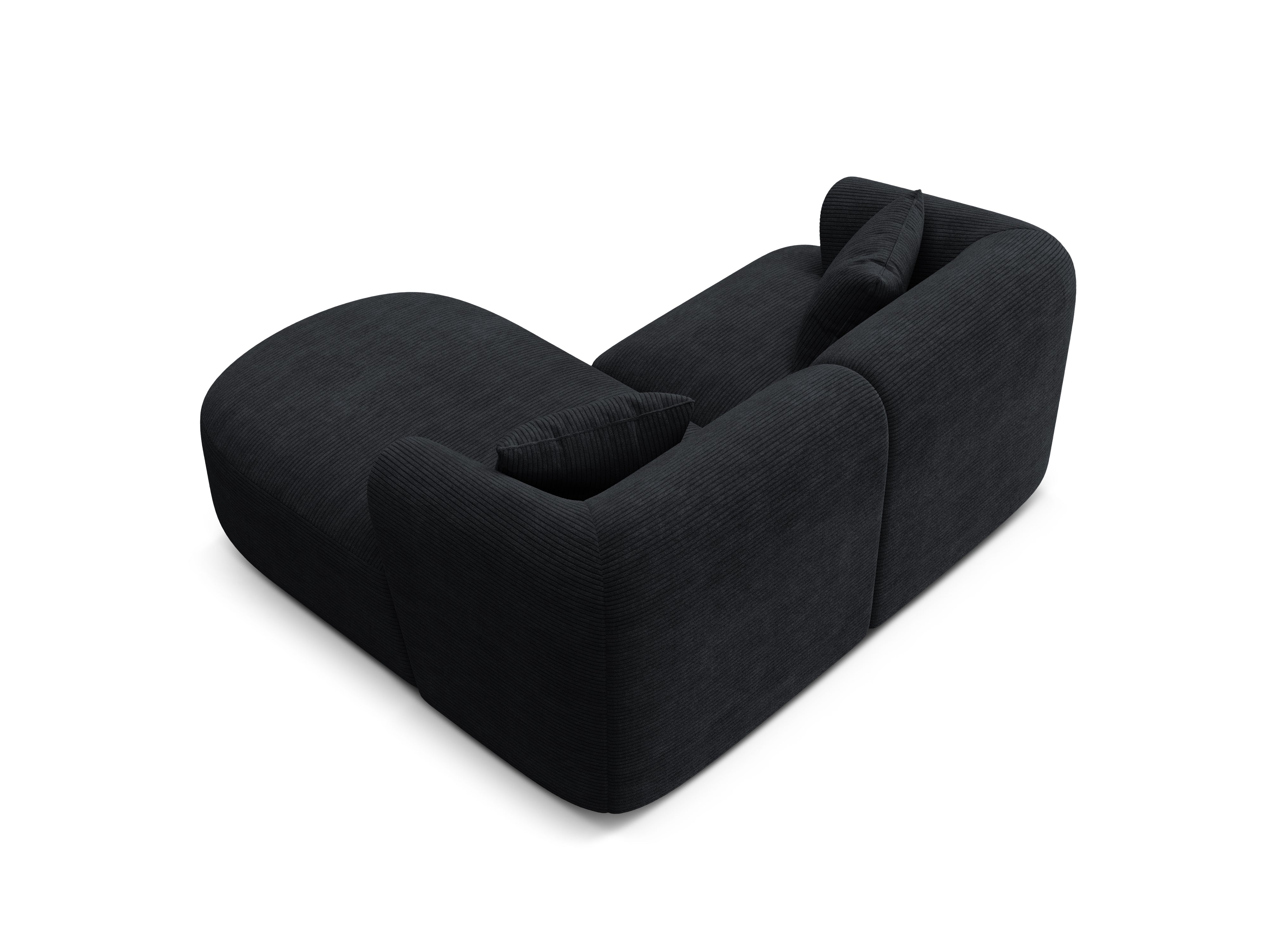 Right-facing 3-seater sofa CAMPI black corduroy
