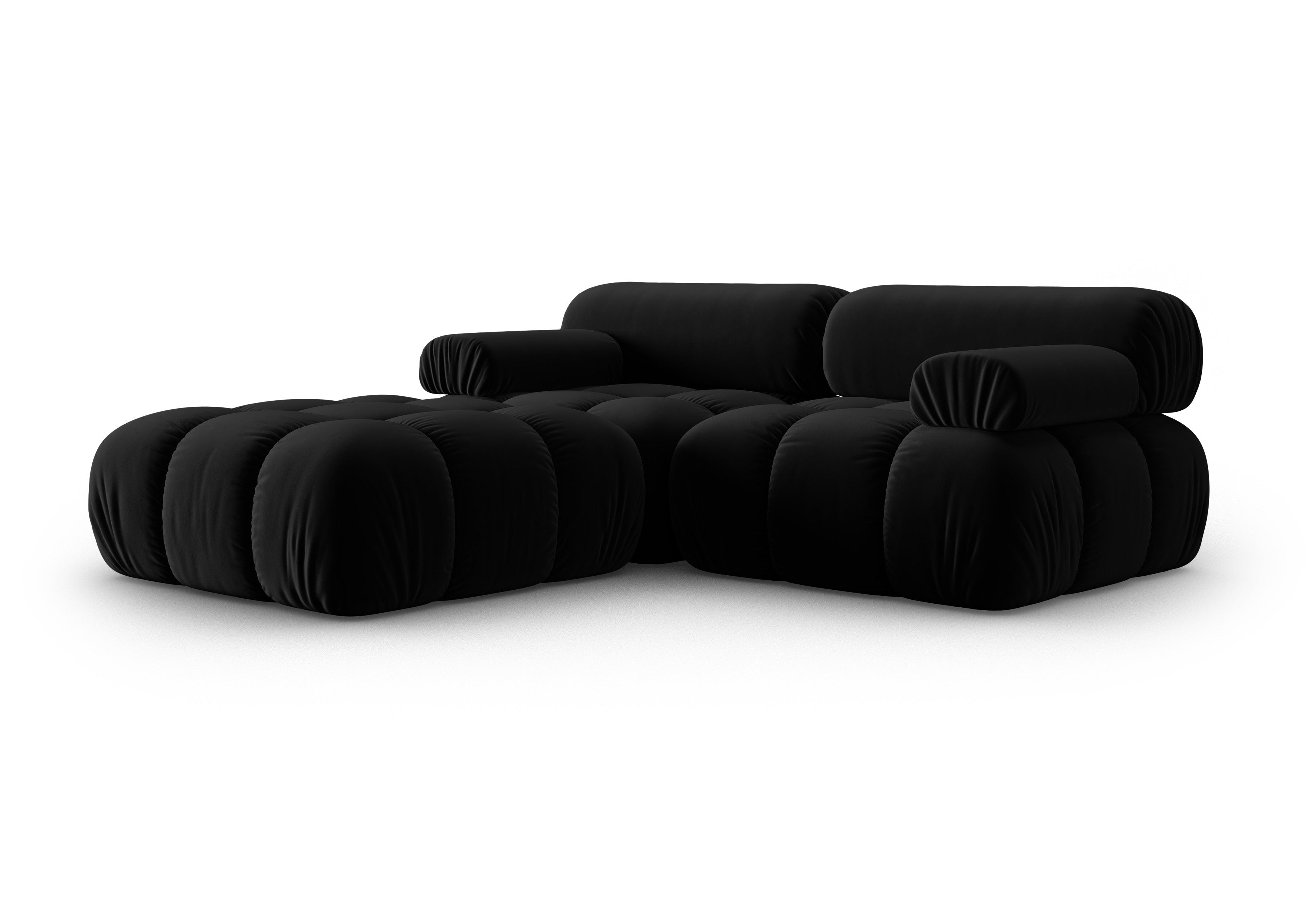 Samt-Ecksofa für 3 Personen CORTINA schwarz
