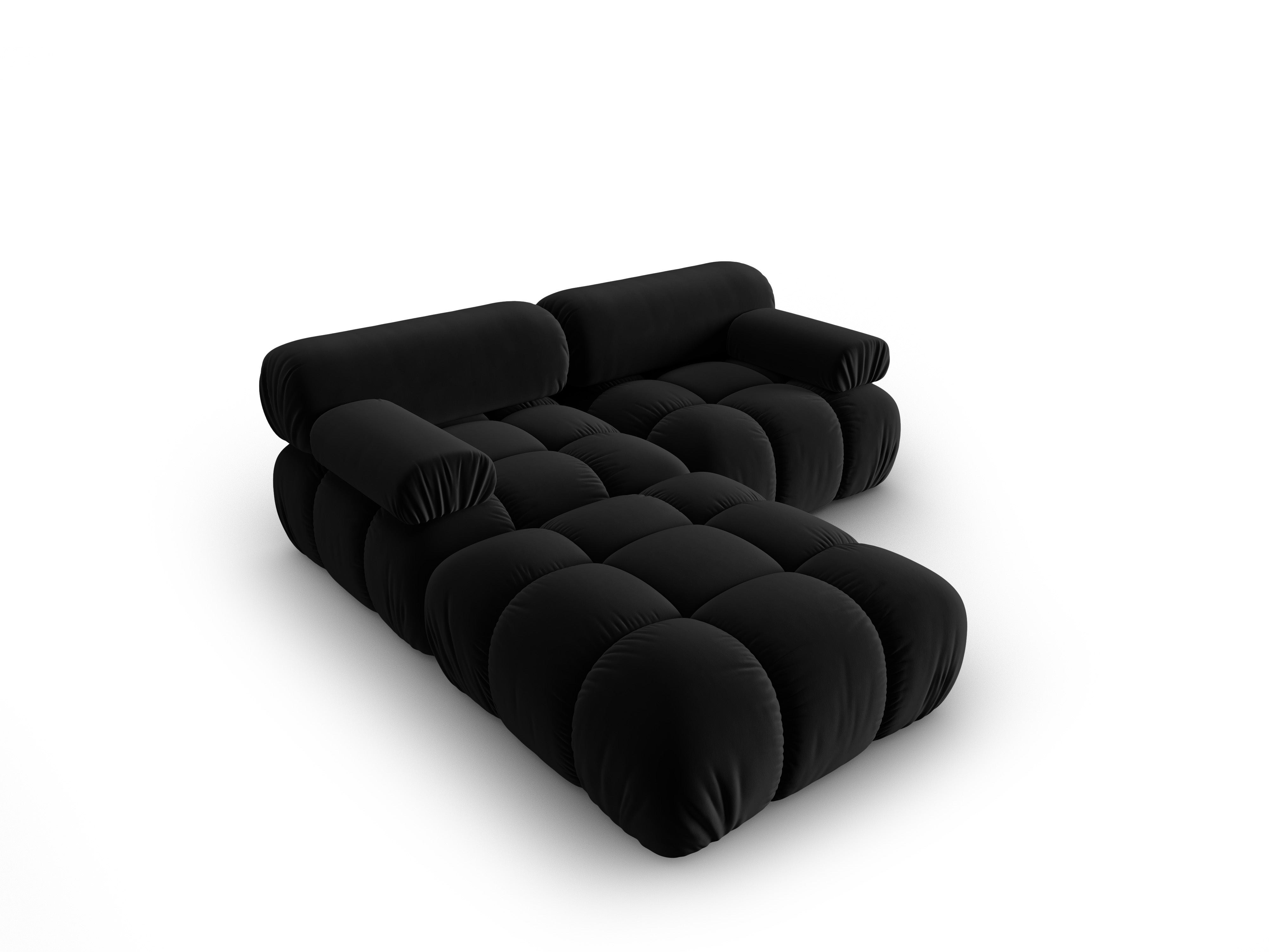 Samt-Ecksofa für 3 Personen CORTINA schwarz