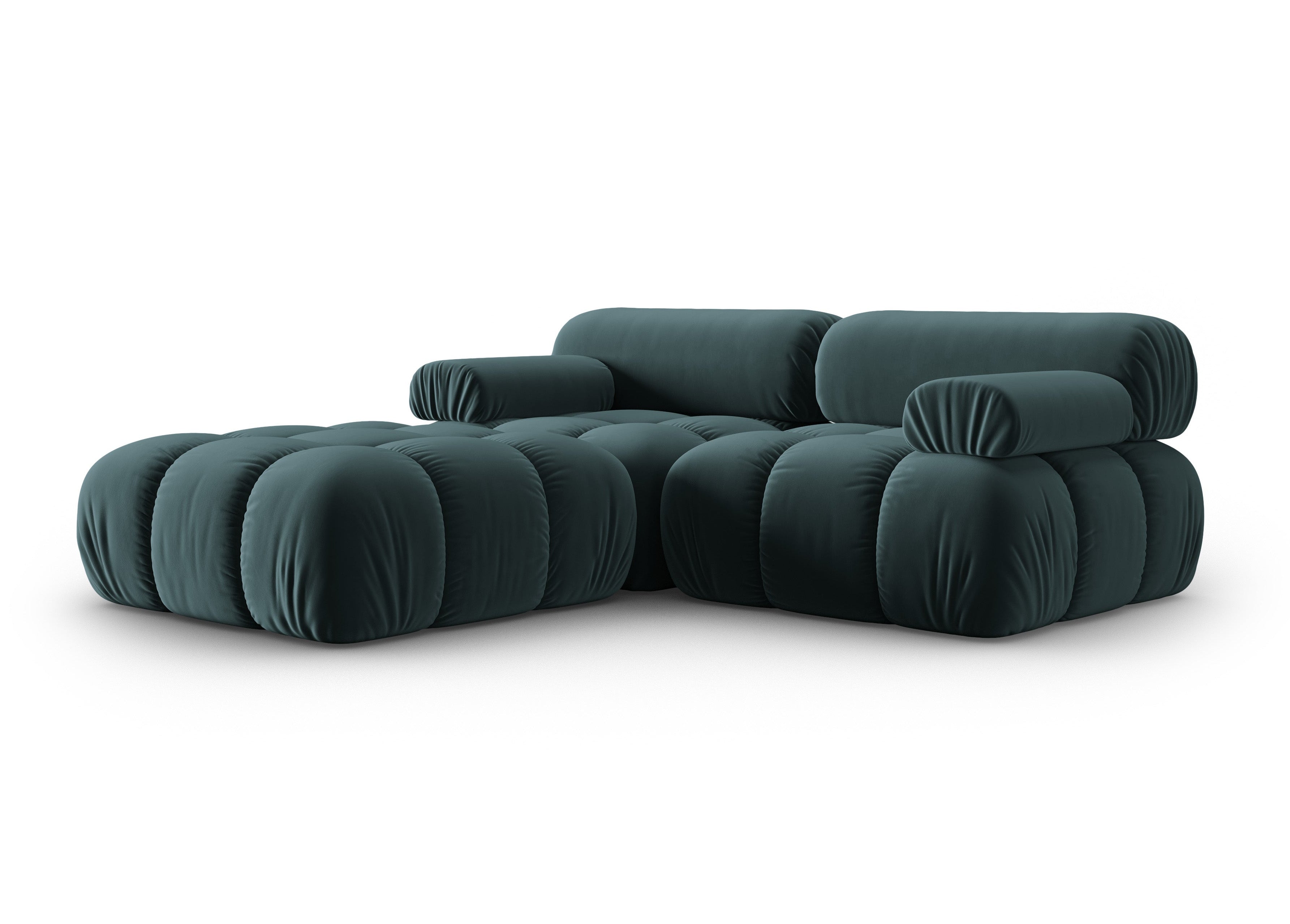 Velvet Corner Sofa for 3 People CORTINA in Turquoise