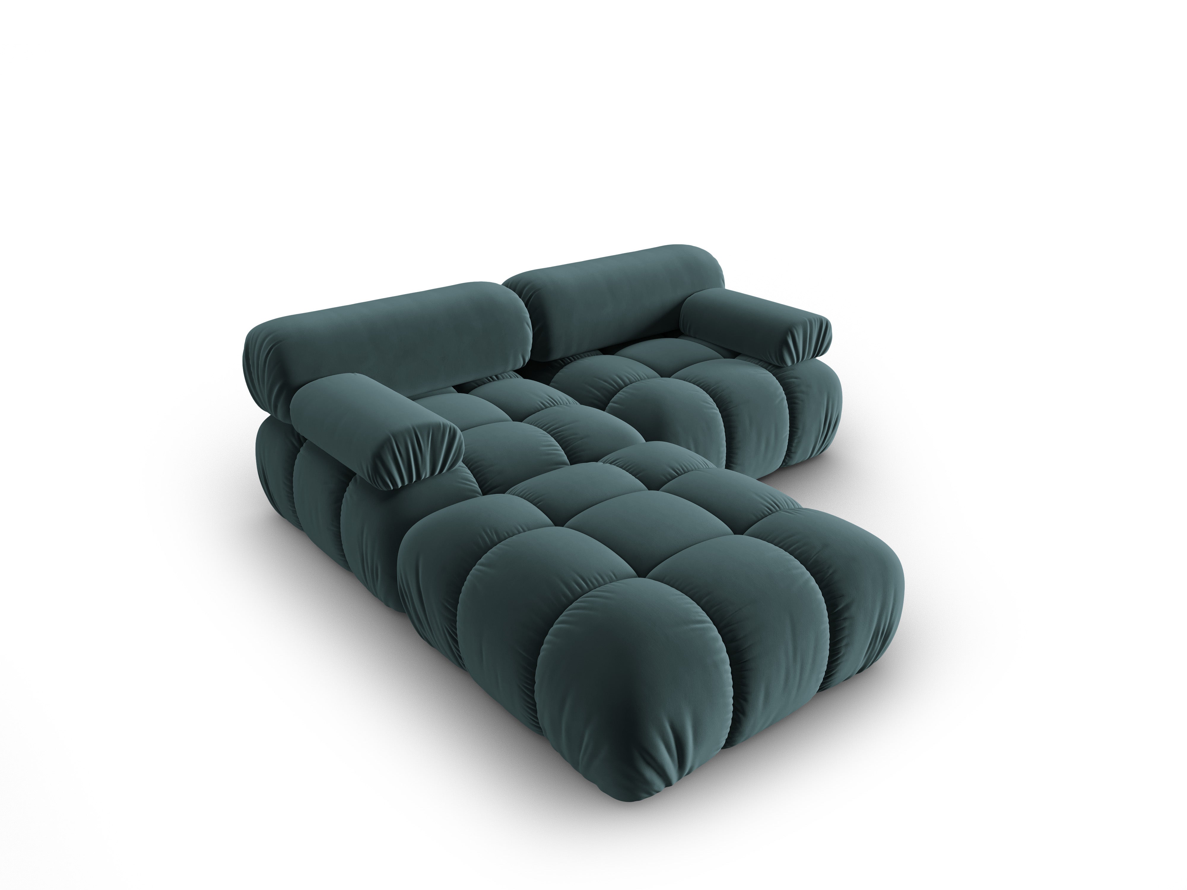 Velvet Corner Sofa for 3 People CORTINA in Turquoise