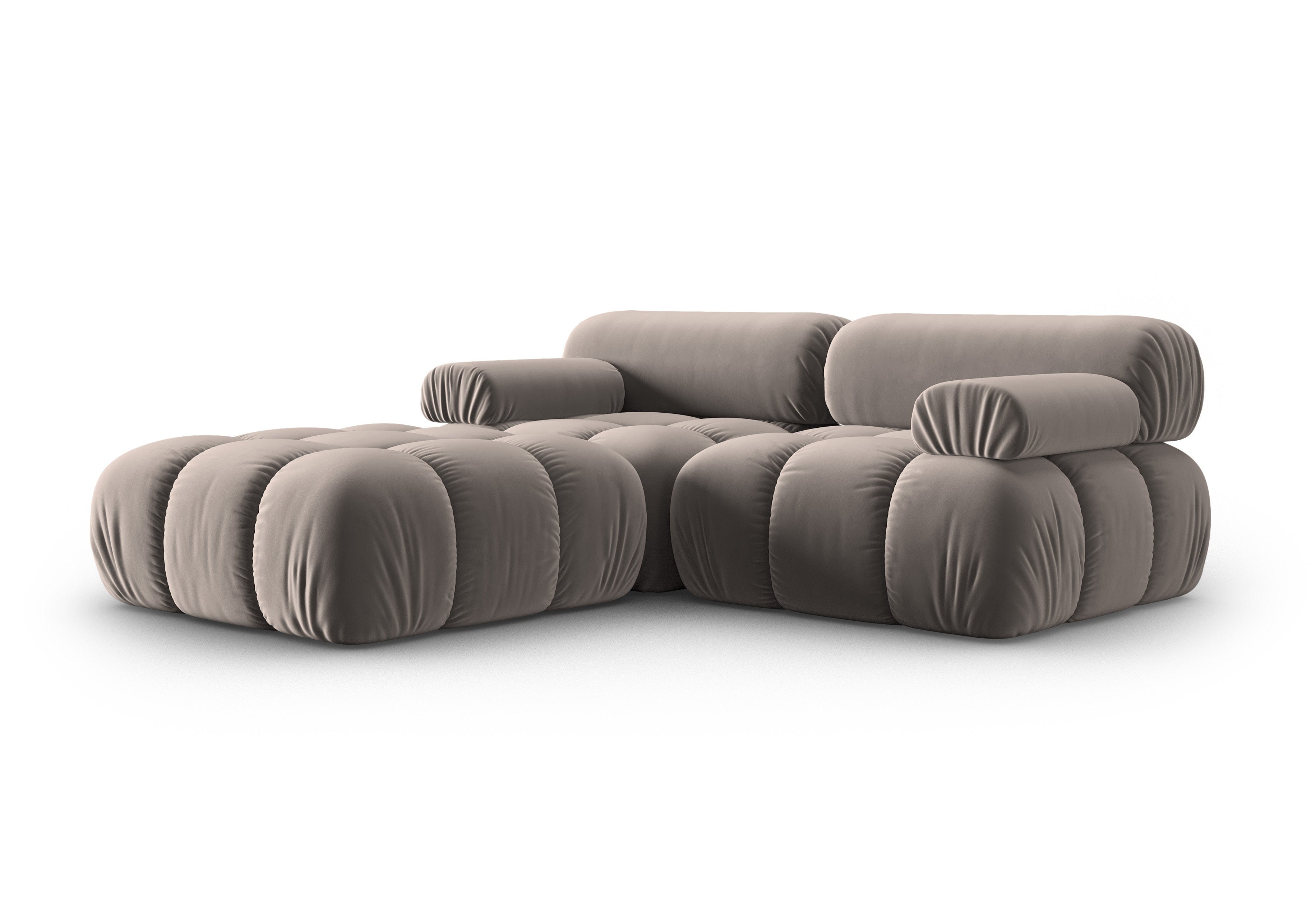 Velvet hoekbank 3-zits CORTINA cappuccino
