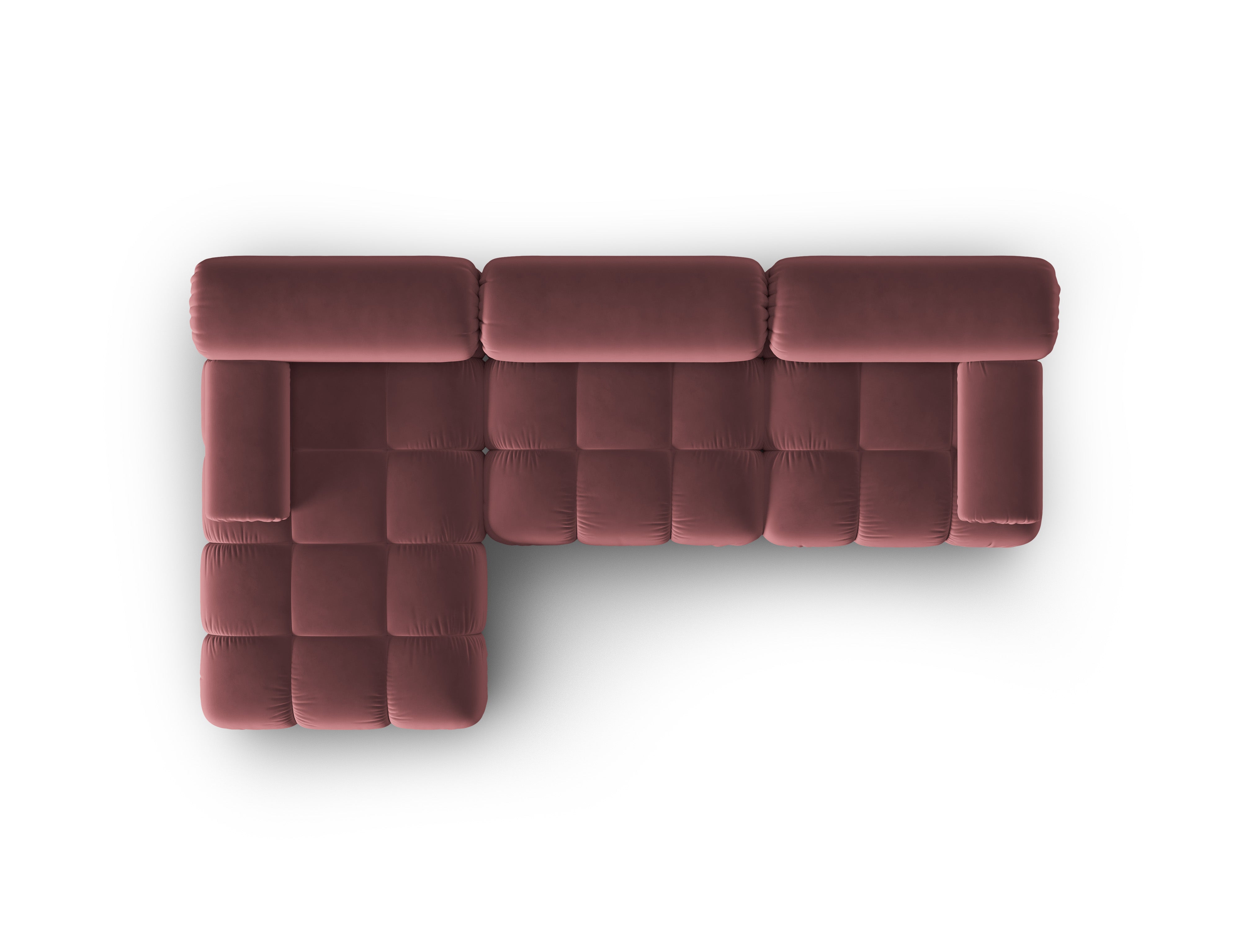 Samt-Ecksofa für 4 Personen links CORTINA rosa