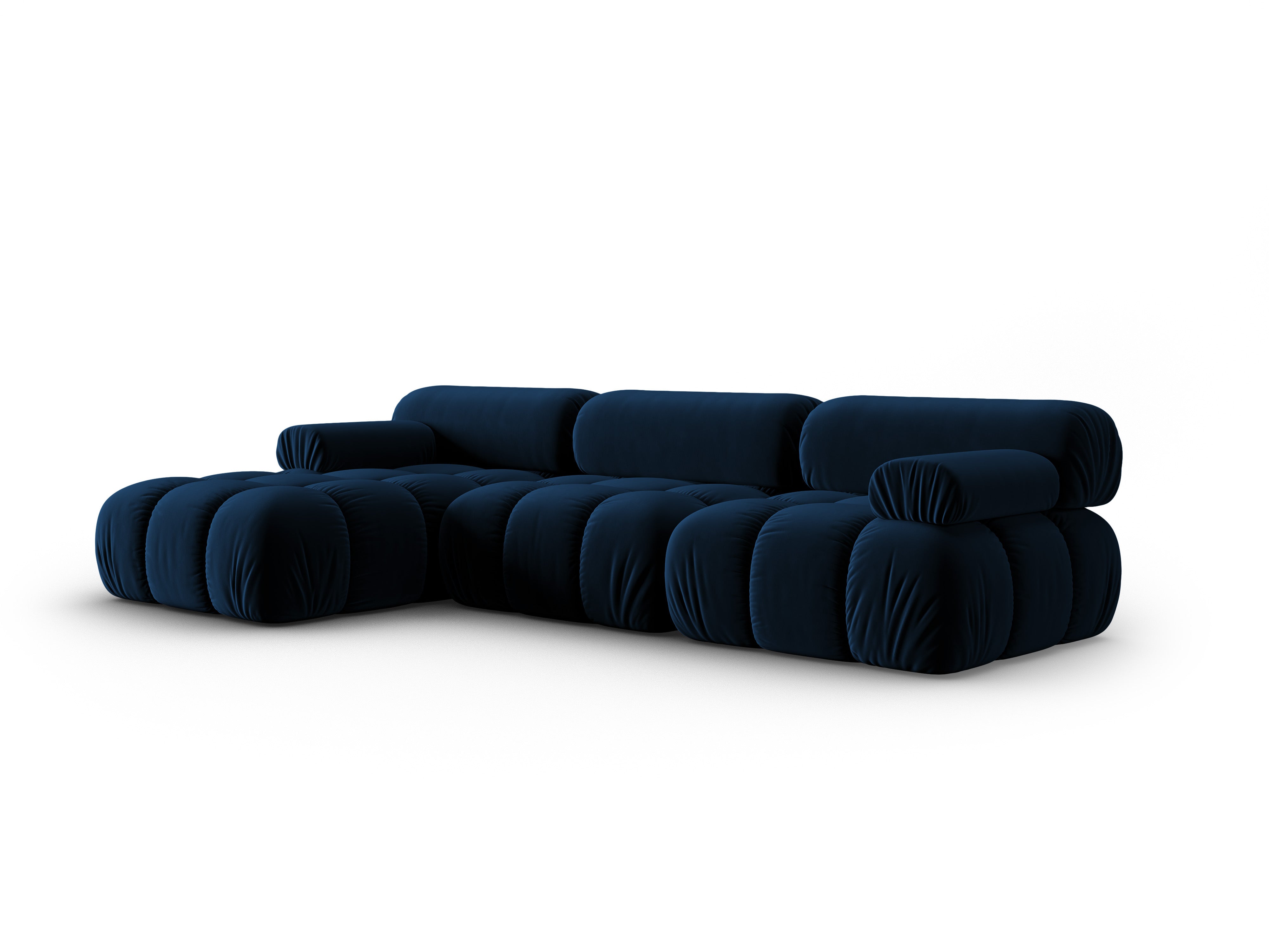 Samt-Ecksofa für 4 Personen, linksseitig, CORTINA, königliches Blau