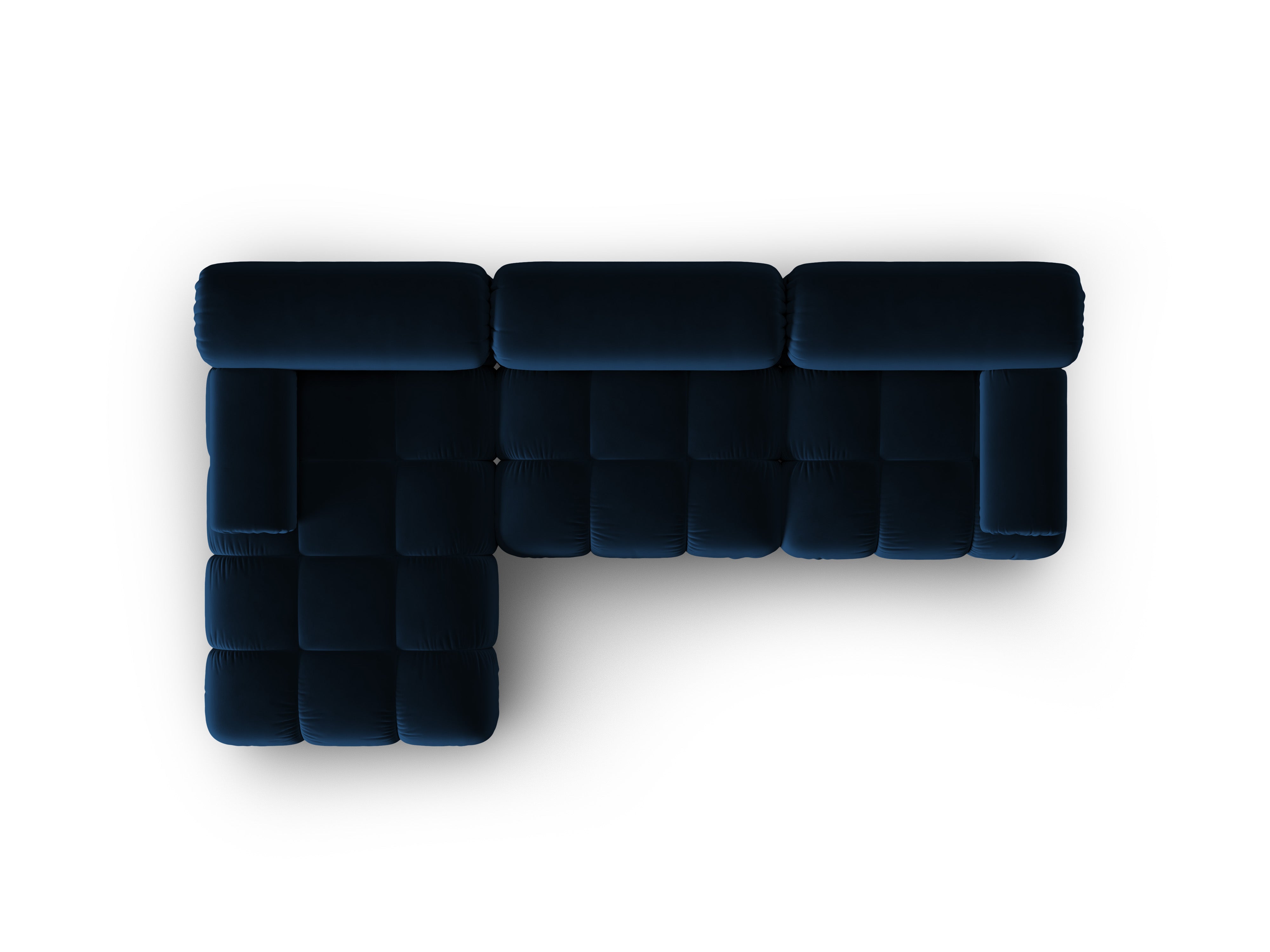 Samt-Ecksofa für 4 Personen, linksseitig, CORTINA, königliches Blau