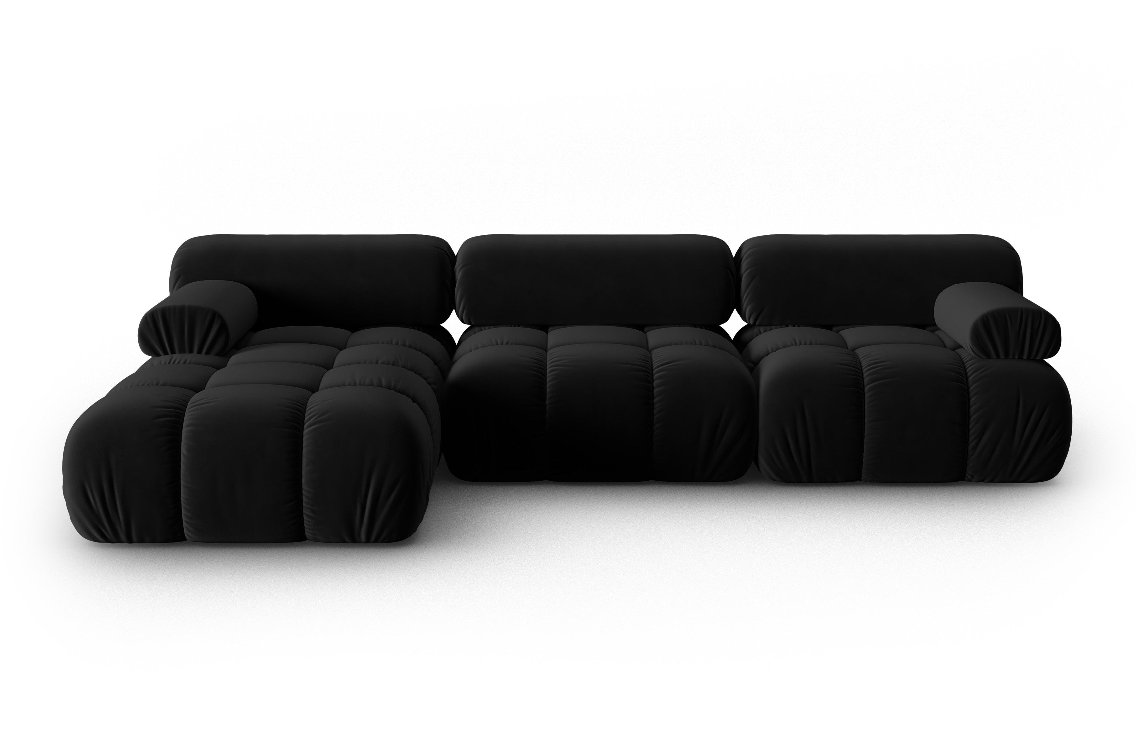 Sofa aus Samt für 4 Personen, linksseitig, CORTINA, schwarz [Ewelina] [Amelia spr]