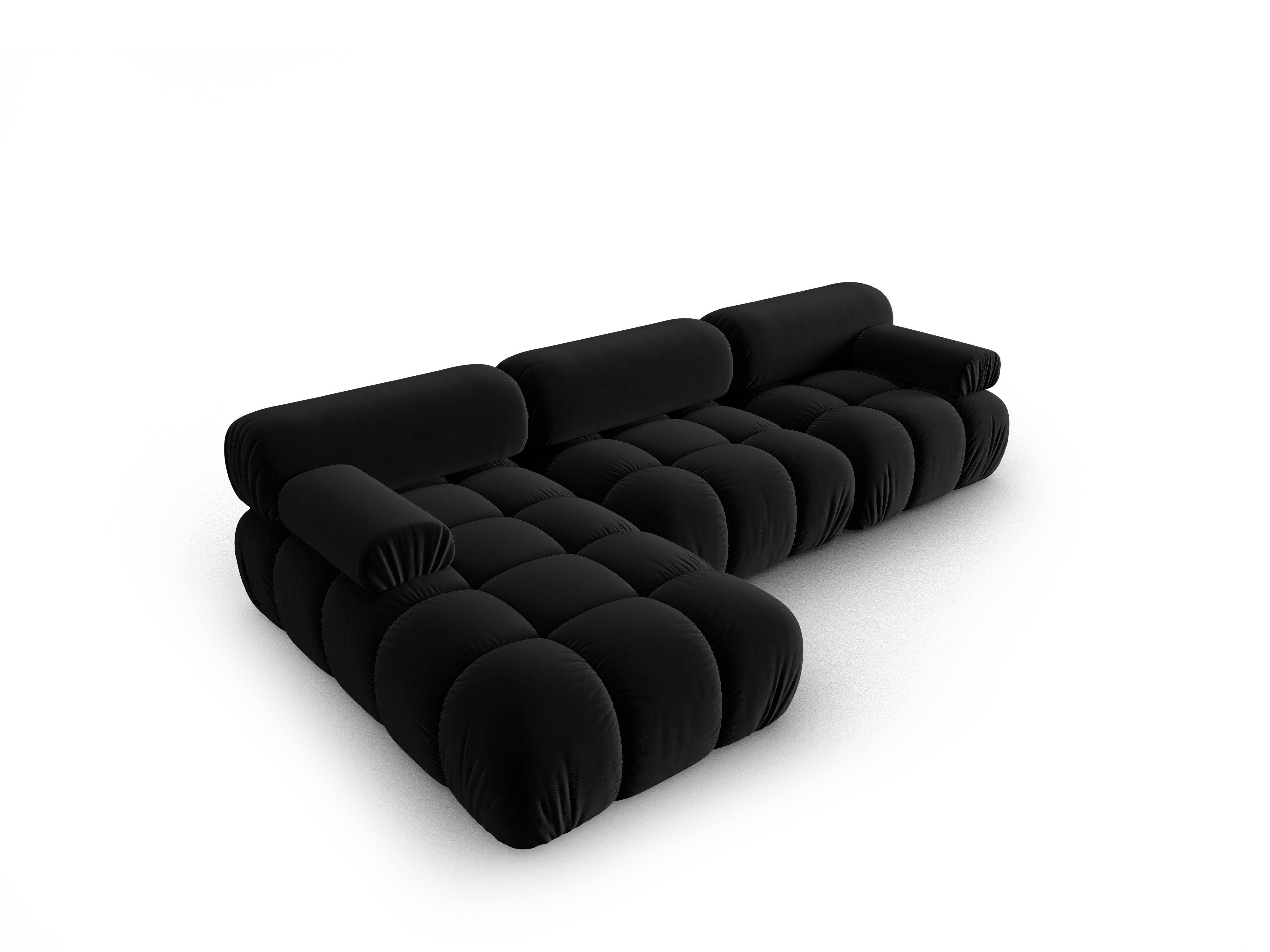 Sofa aus Samt für 4 Personen, linksseitig, CORTINA, schwarz [Ewelina] [Amelia spr]