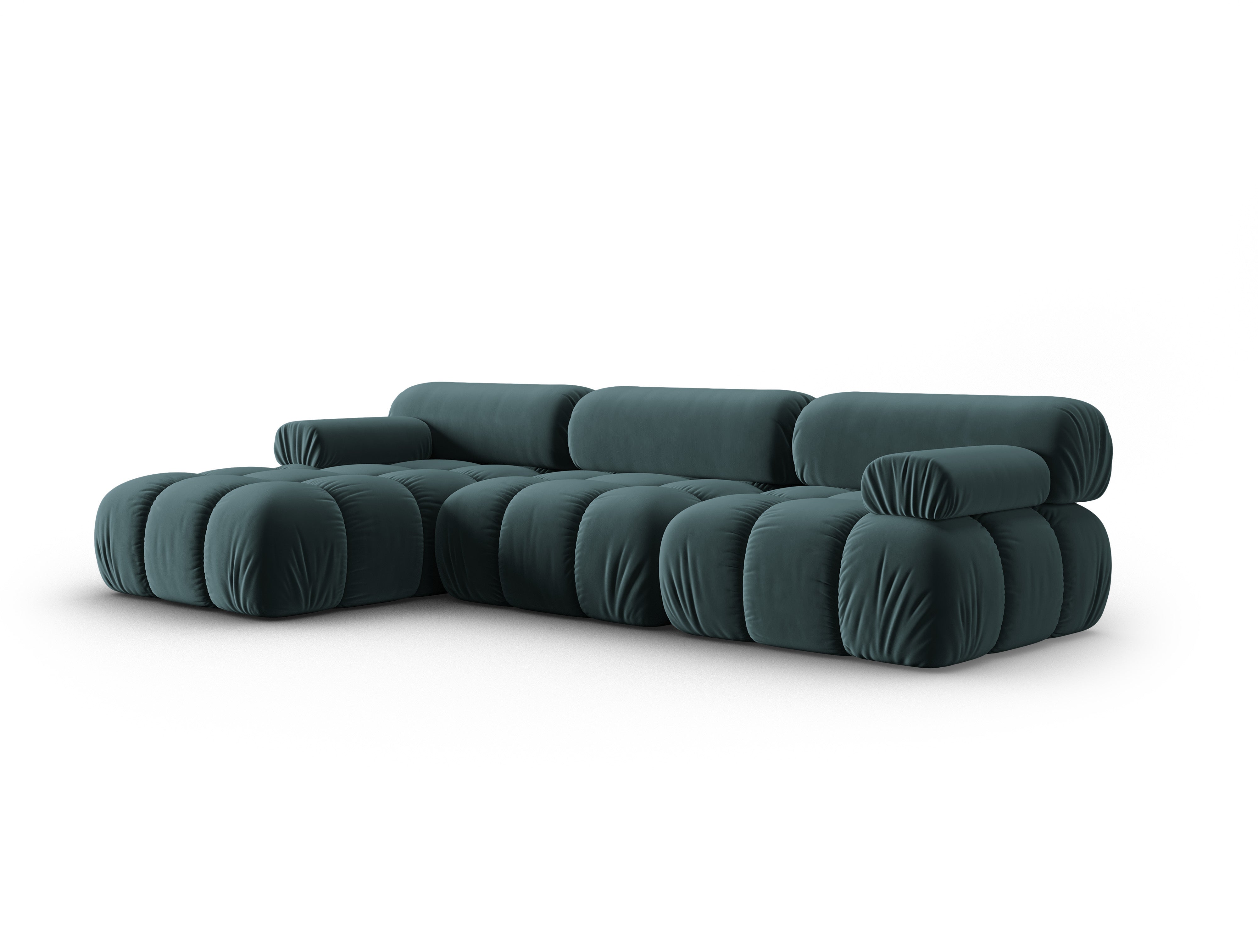 Samt-Ecksofa für 4 Personen links CORTINA türkis [Ewelina] [Amelia spr]