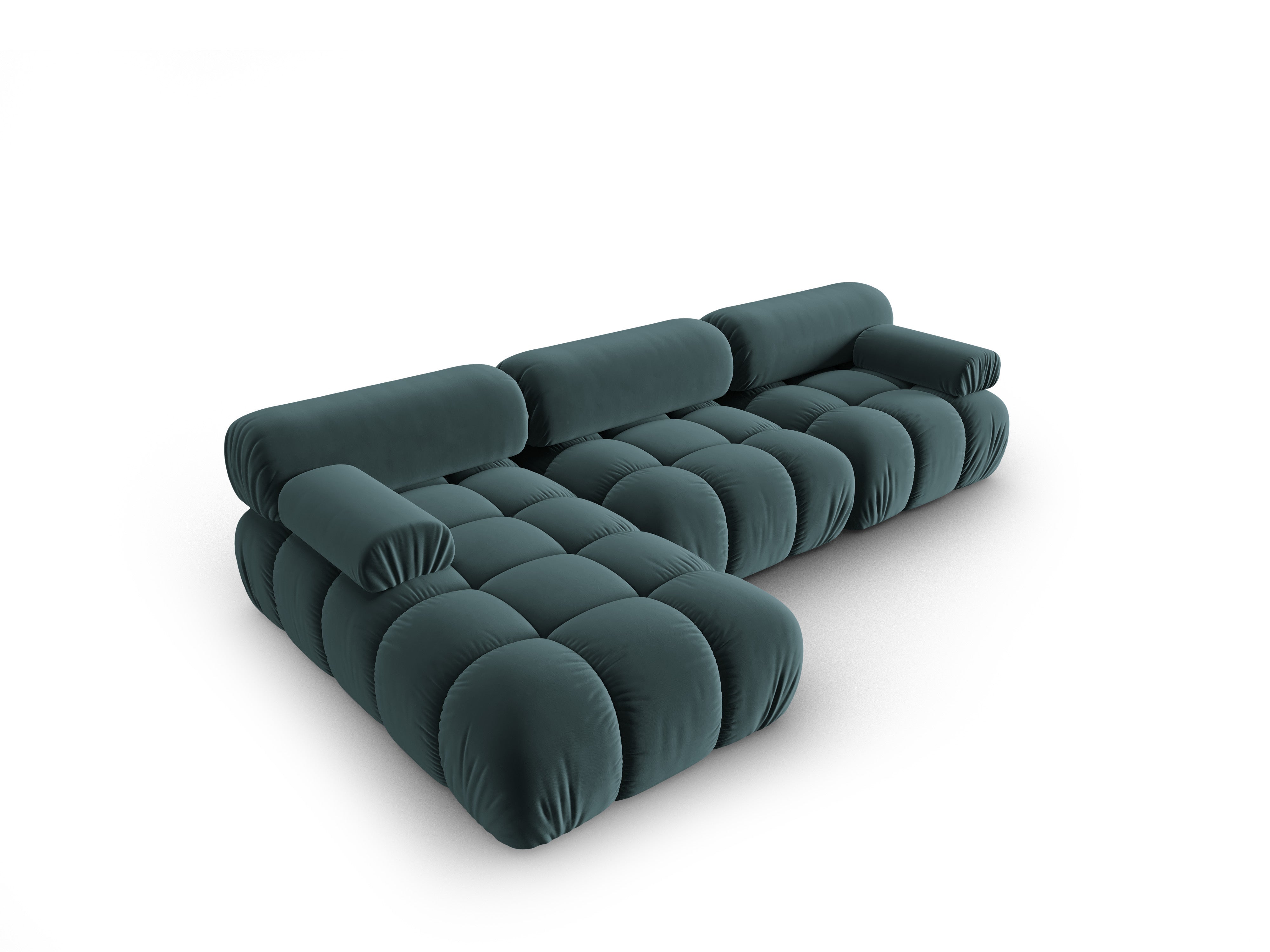 Samt-Ecksofa für 4 Personen links CORTINA türkis [Ewelina] [Amelia spr]