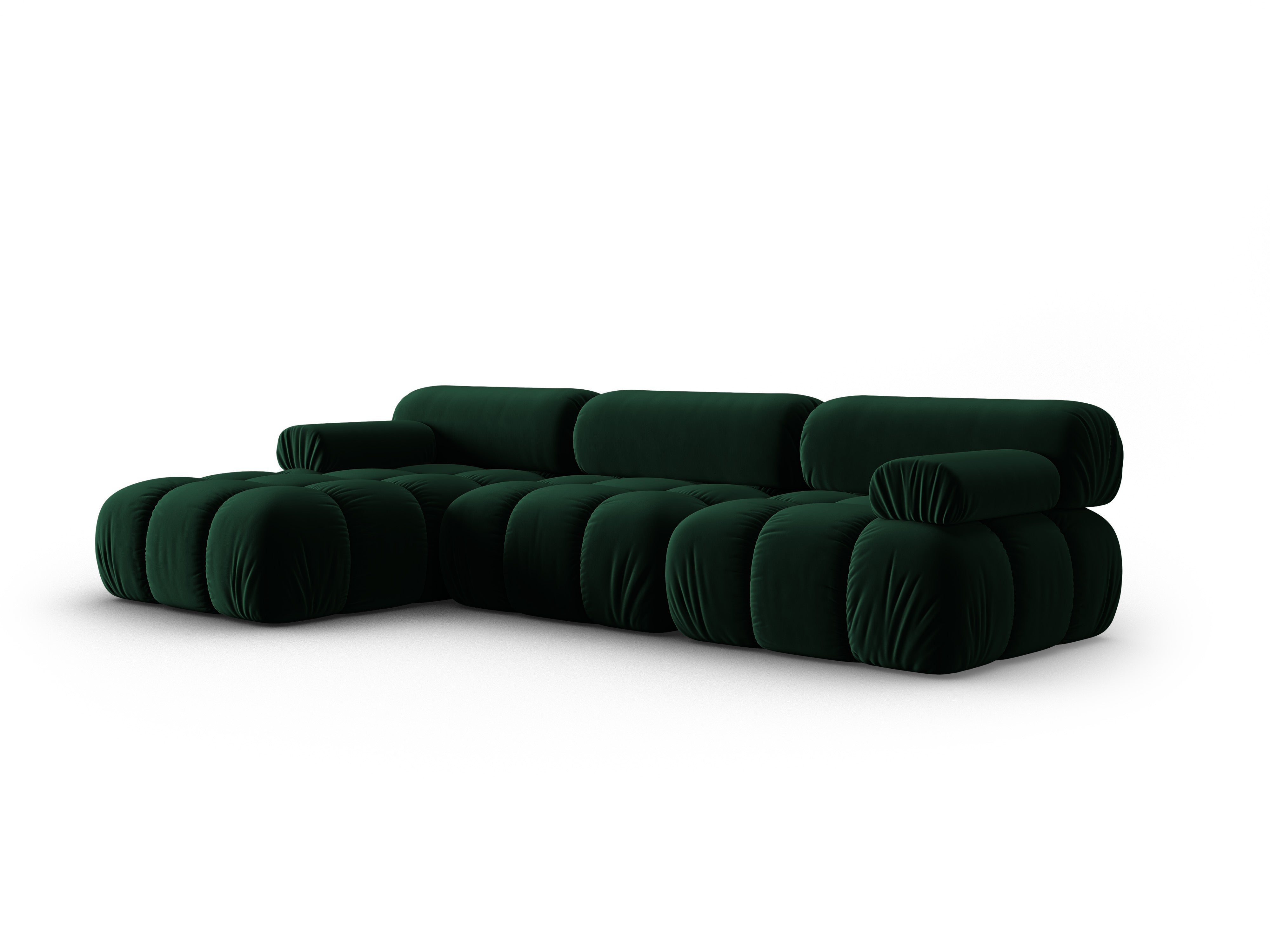 Samt-Ecksofa für 4 Personen, links CORTINA, flaschengrün