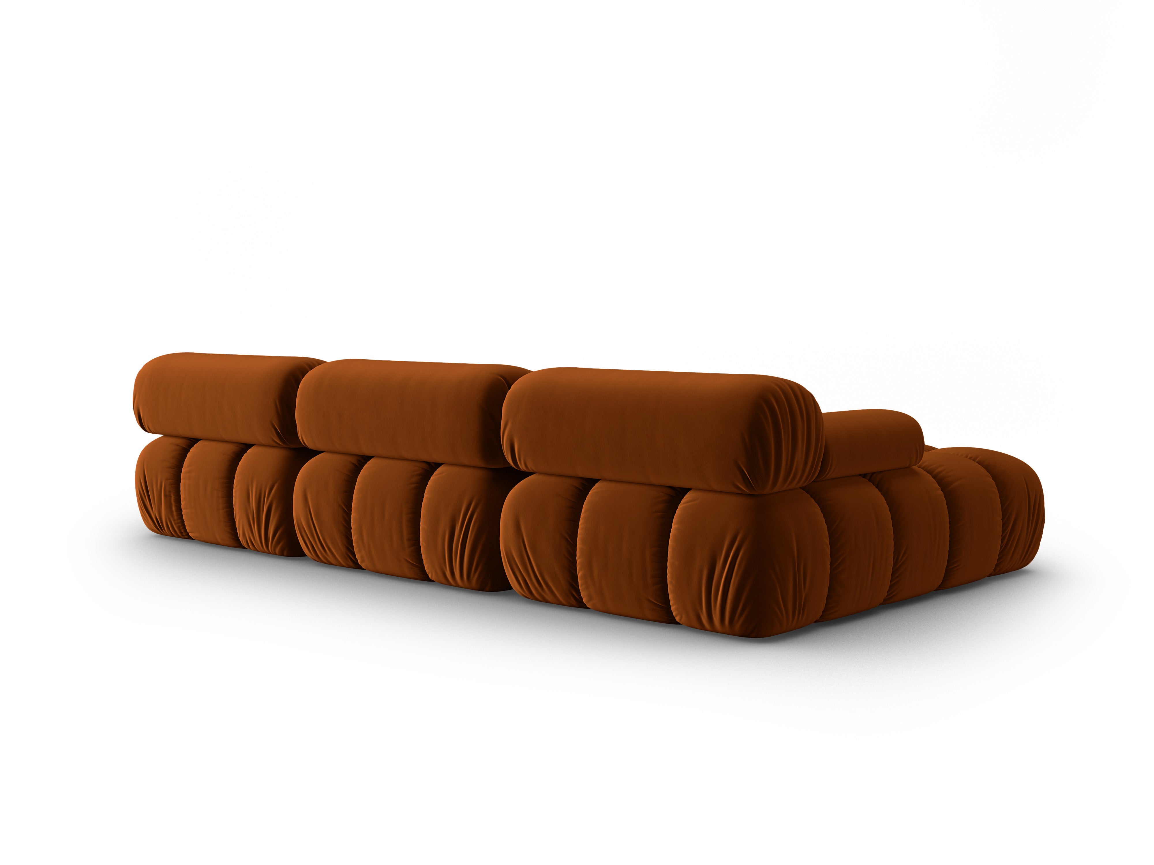 Velvet hoekbank voor 4 personen, links CORTINA, baksteenrood