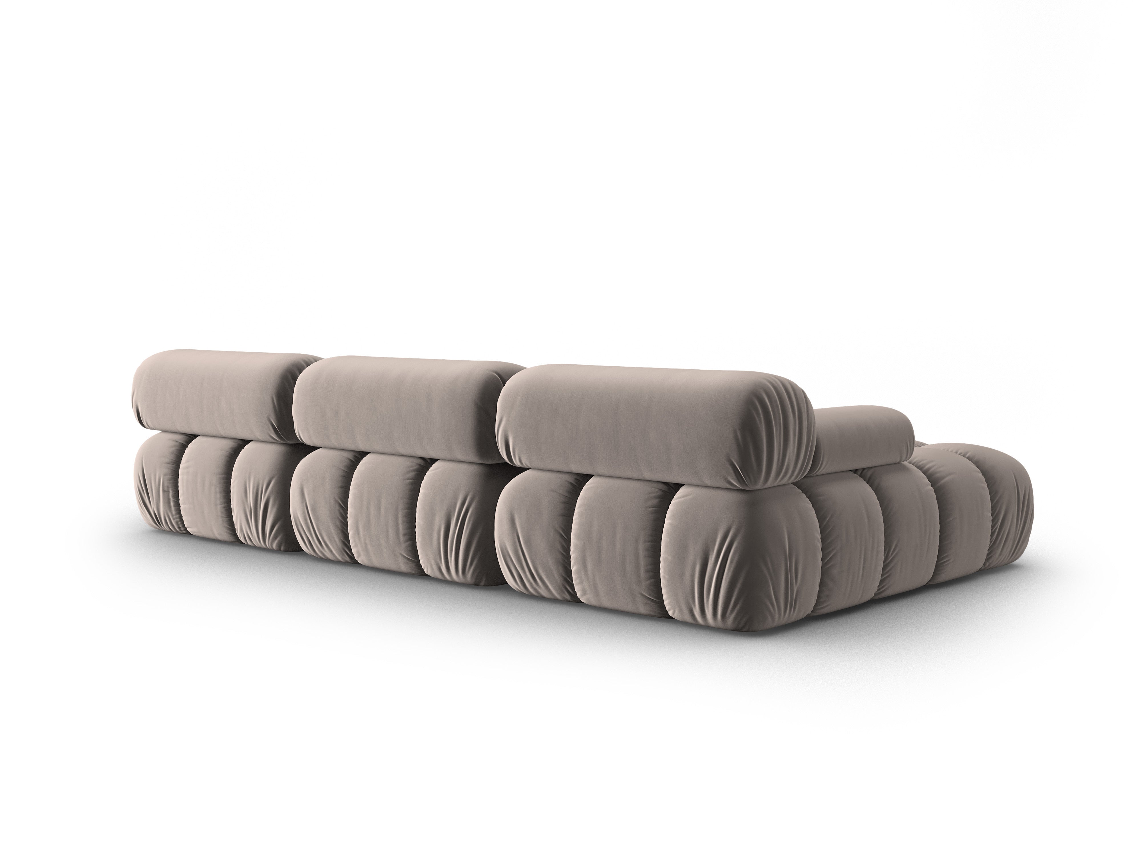 Narożnik aksamitny 4-osobowy lewostronny CORTINA cappuccino – Cosmopolitan Design