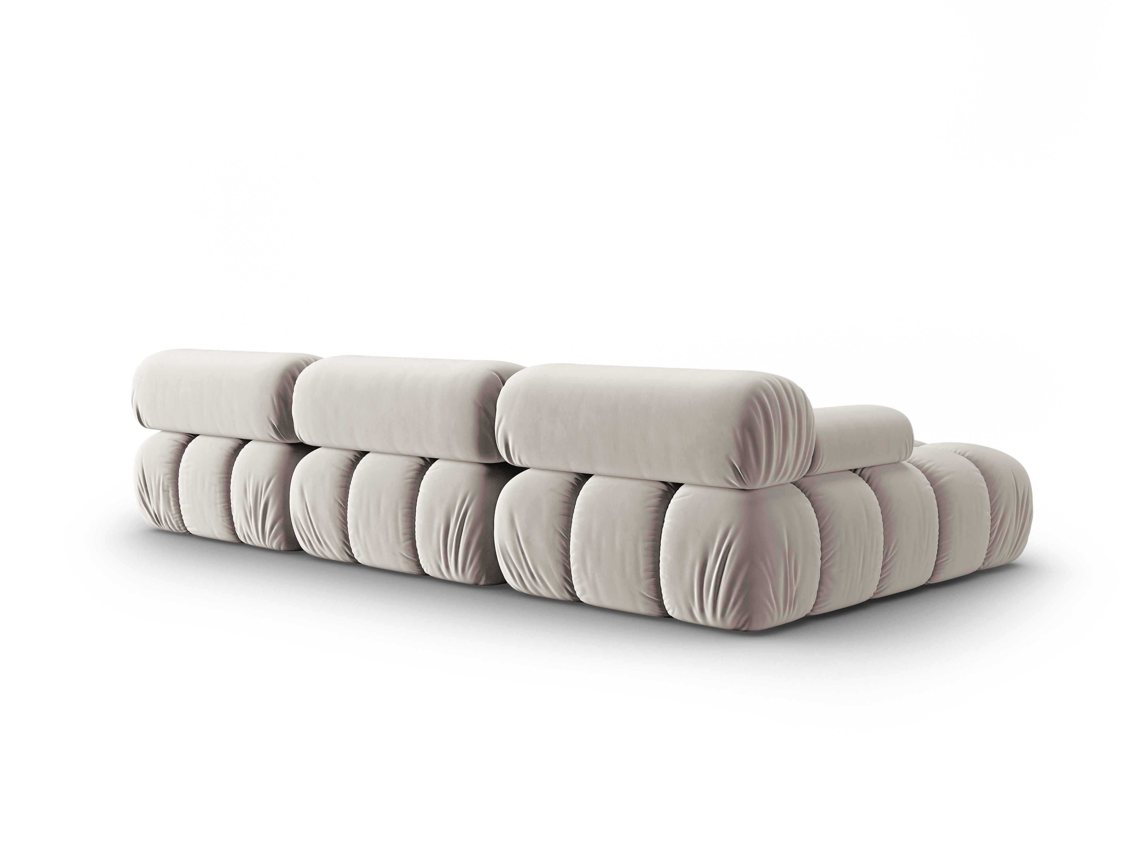 Fluwelen hoekbank voor 4 personen, links CORTINA beige