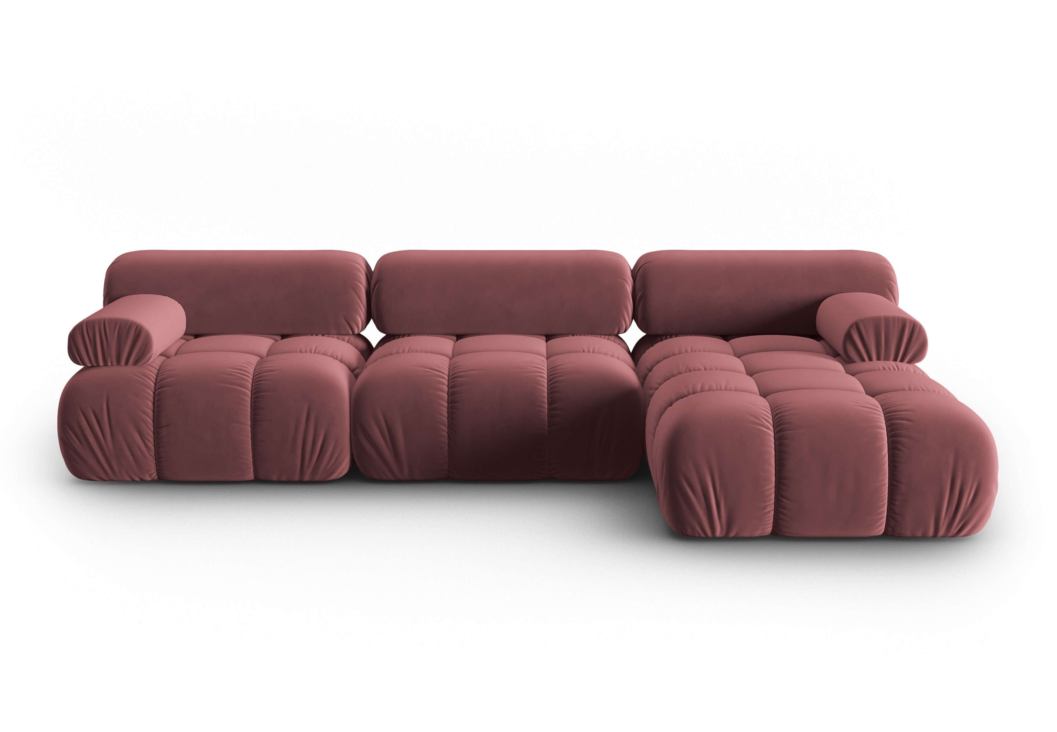 Fluwelen hoekbank voor 4 personen rechts CORTINA roze [Ewelina]