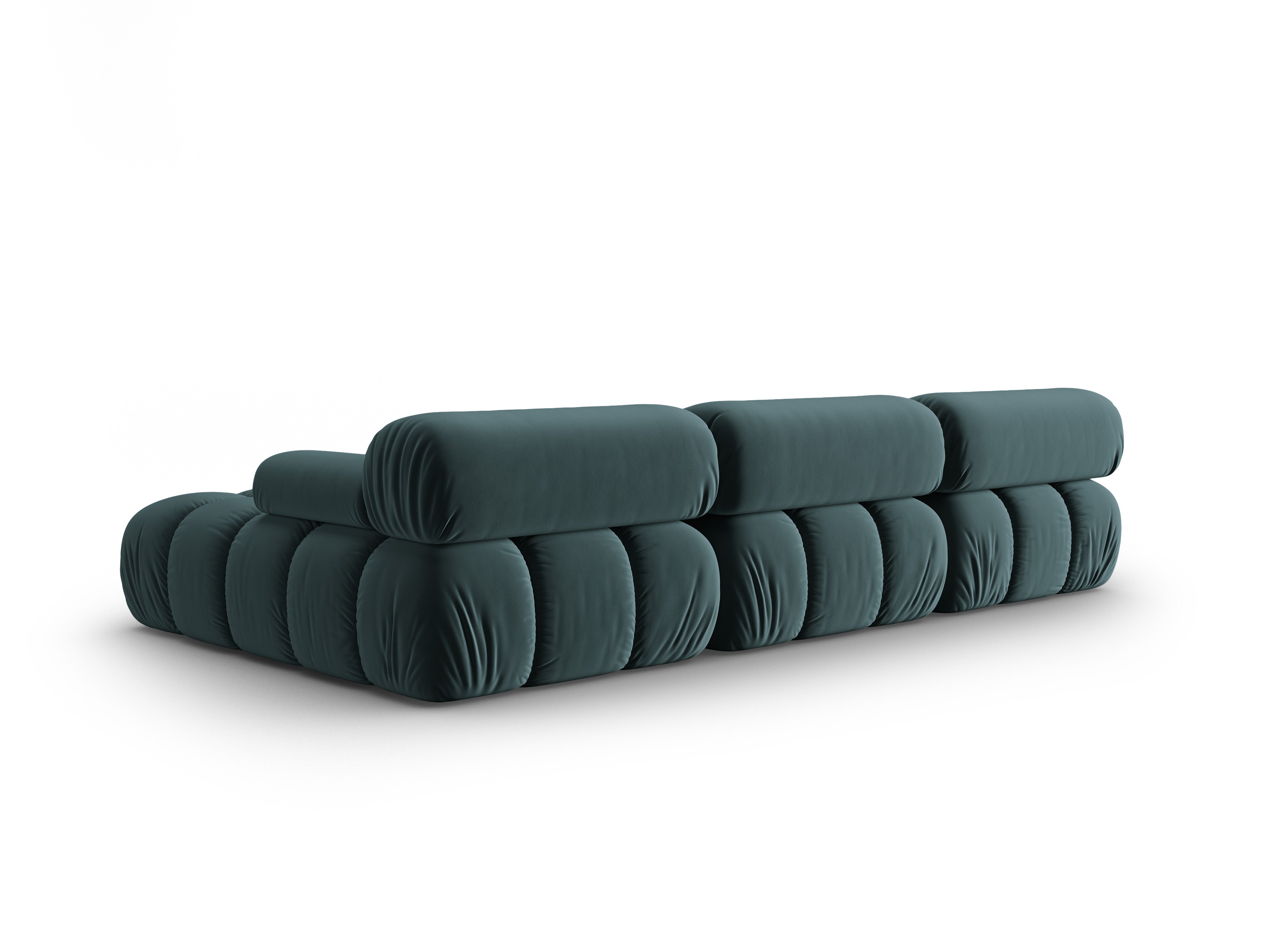 Fluwelen hoekbank voor 4 personen, rechts CORTINA, turquoise