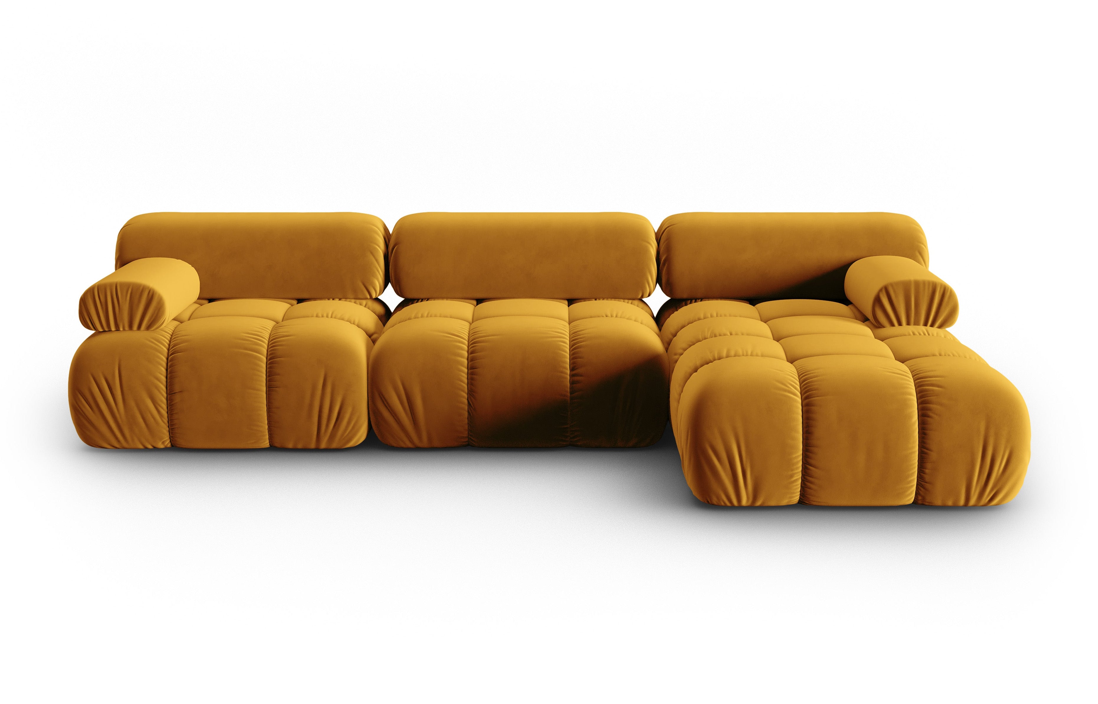 Samt-Ecksofa für 4 Personen rechts CORTINA gelb