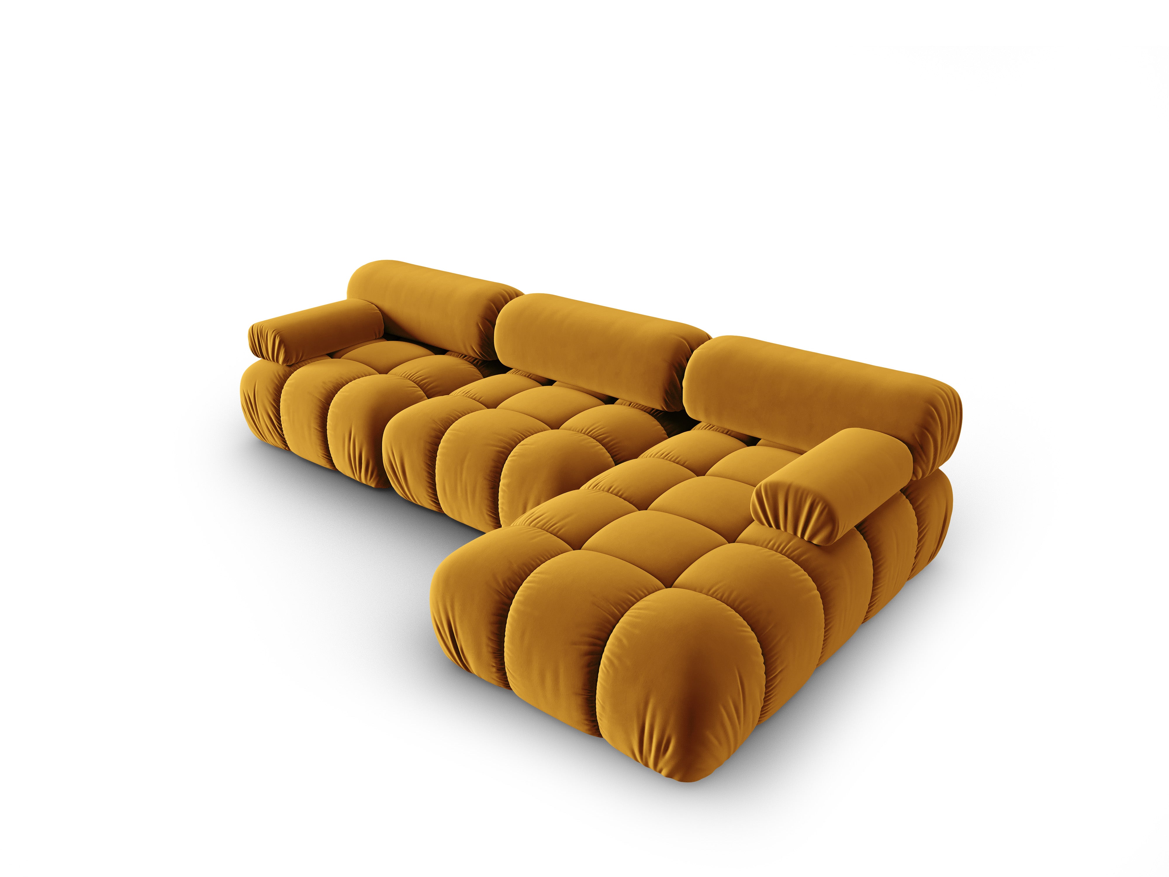 Samt-Ecksofa für 4 Personen rechts CORTINA gelb
