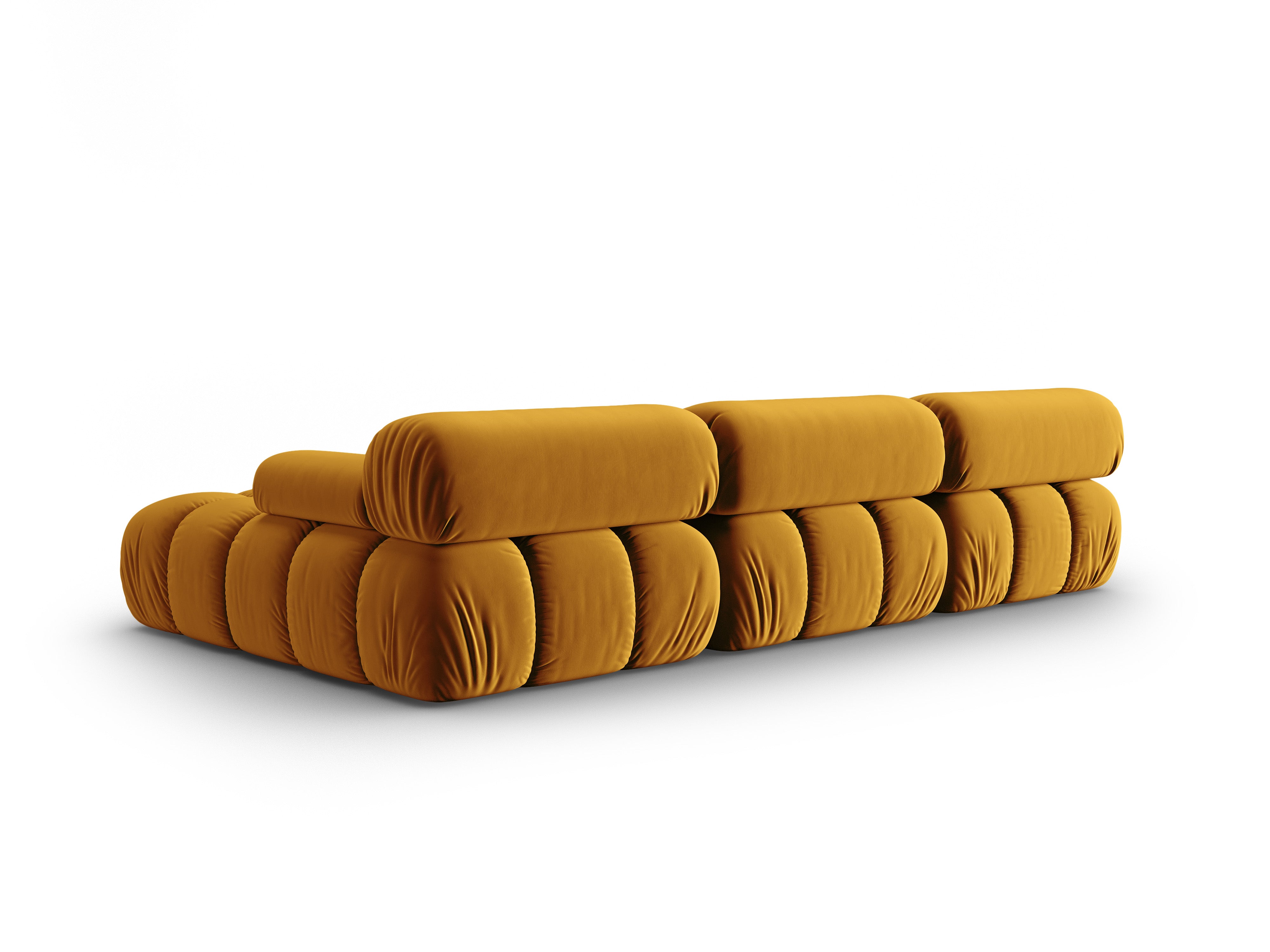 Samt-Ecksofa für 4 Personen rechts CORTINA gelb