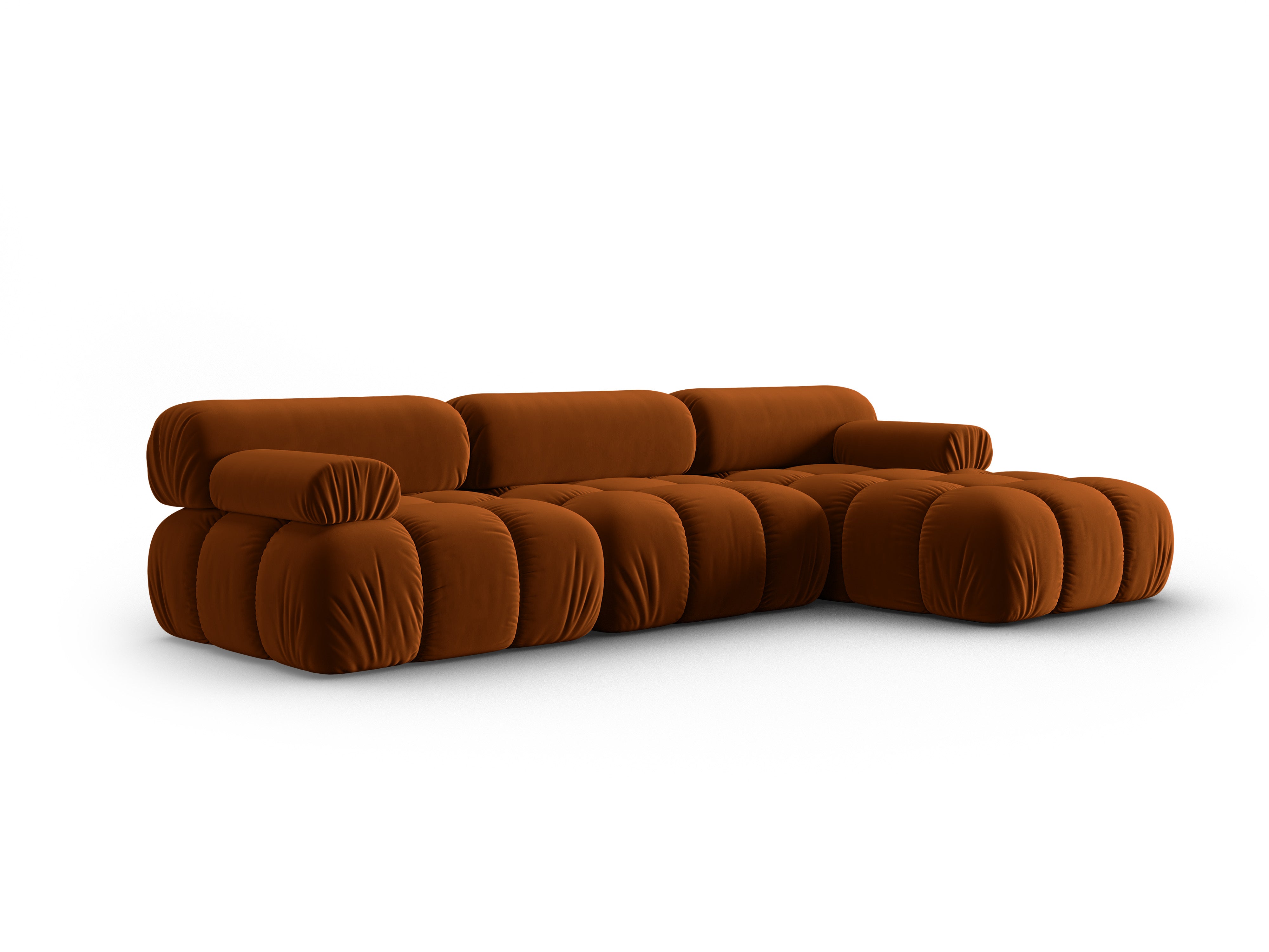 Samt-Ecksofa für 4 Personen rechts CORTINA ziegelrot [Ewelina] [Amelia spr]