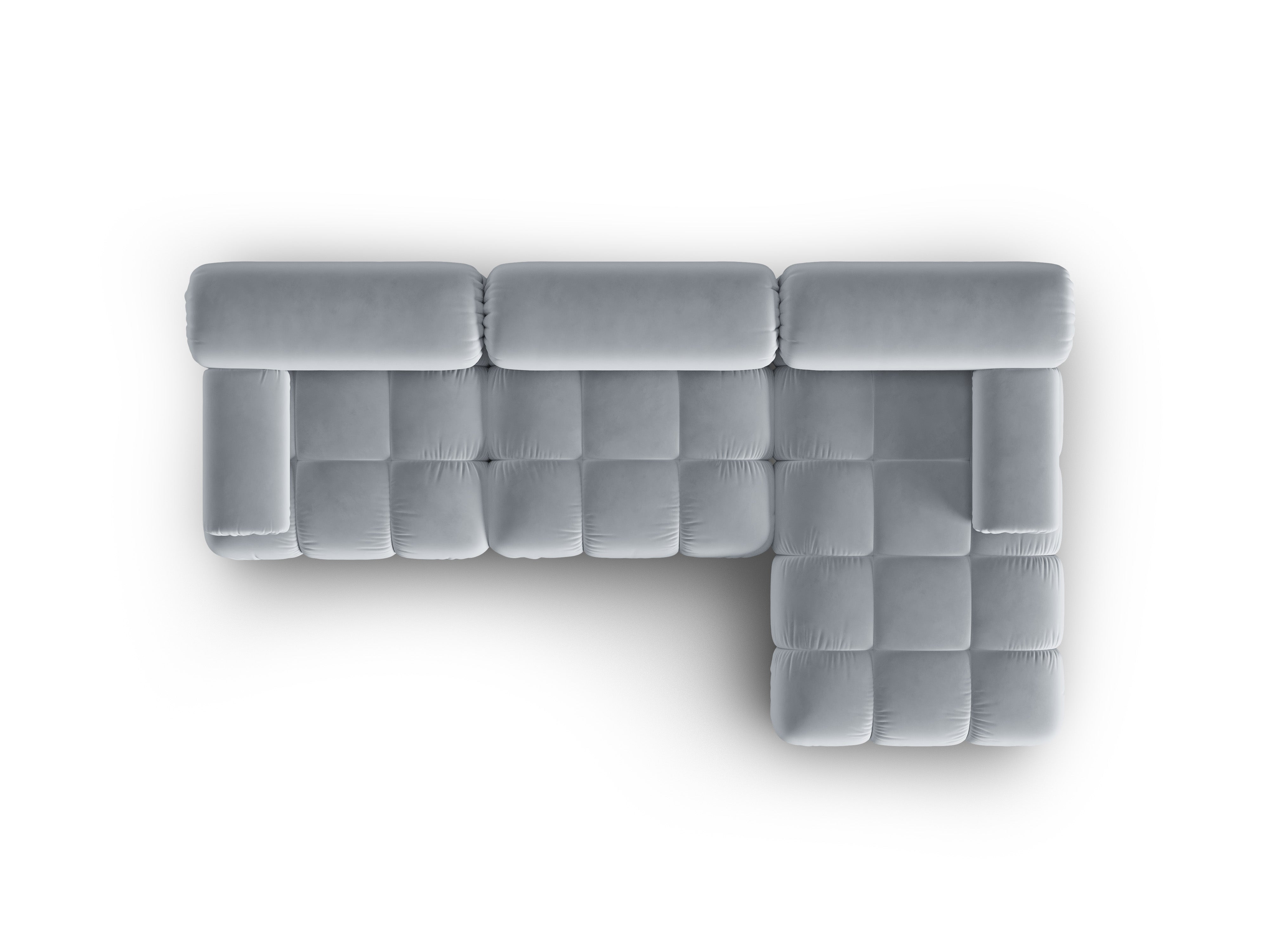 Samt-Ecksofa für 4 Personen rechts CORTINA himmelblau
