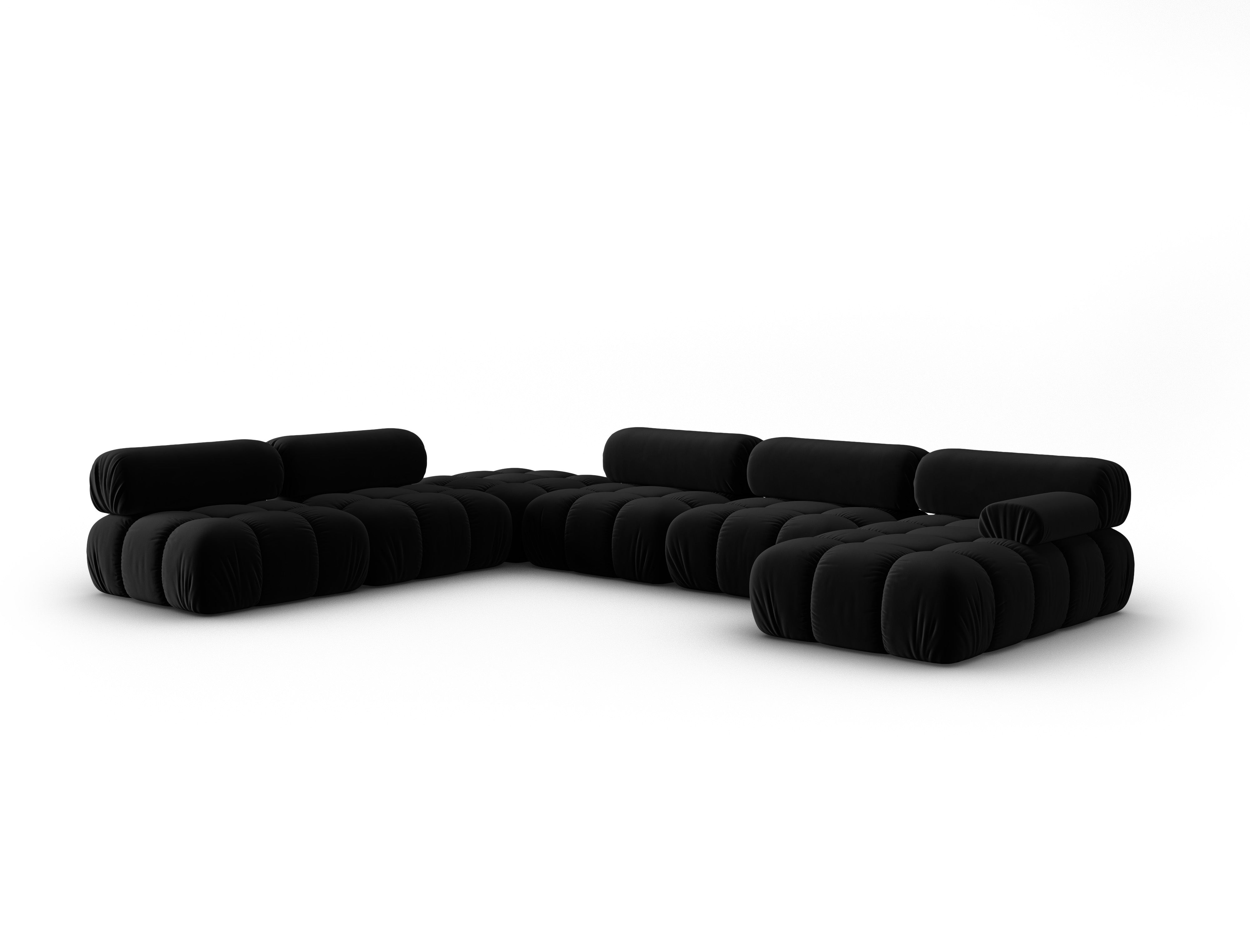 Panoramischer Samt-Ecksofa links CORTINA schwarz