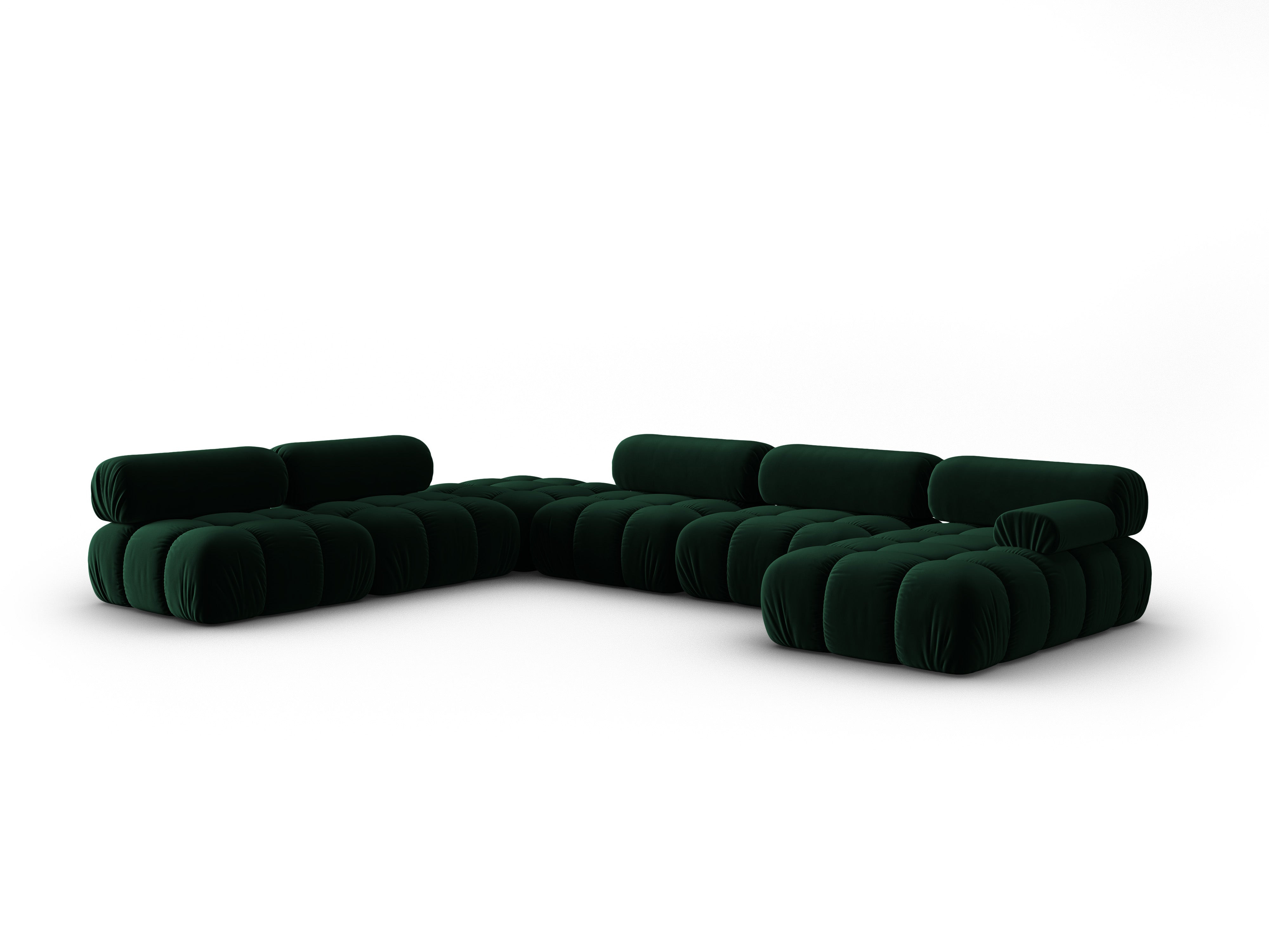 CORTINA Left-Arm Velvet Panoramic Corner Sofa in Bottle Green