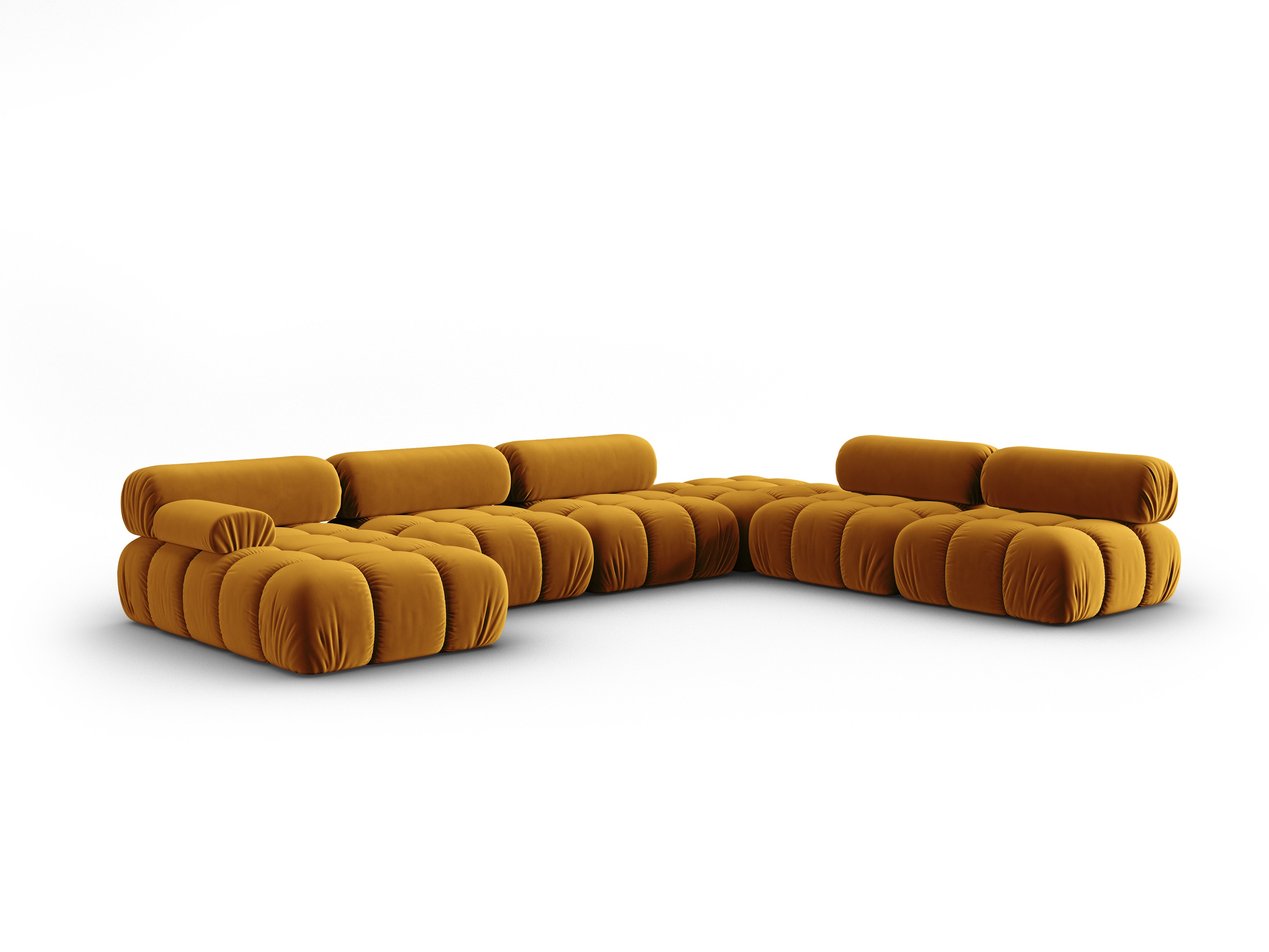 Panoramischer Samt-Ecksofa rechts CORTINA gelb