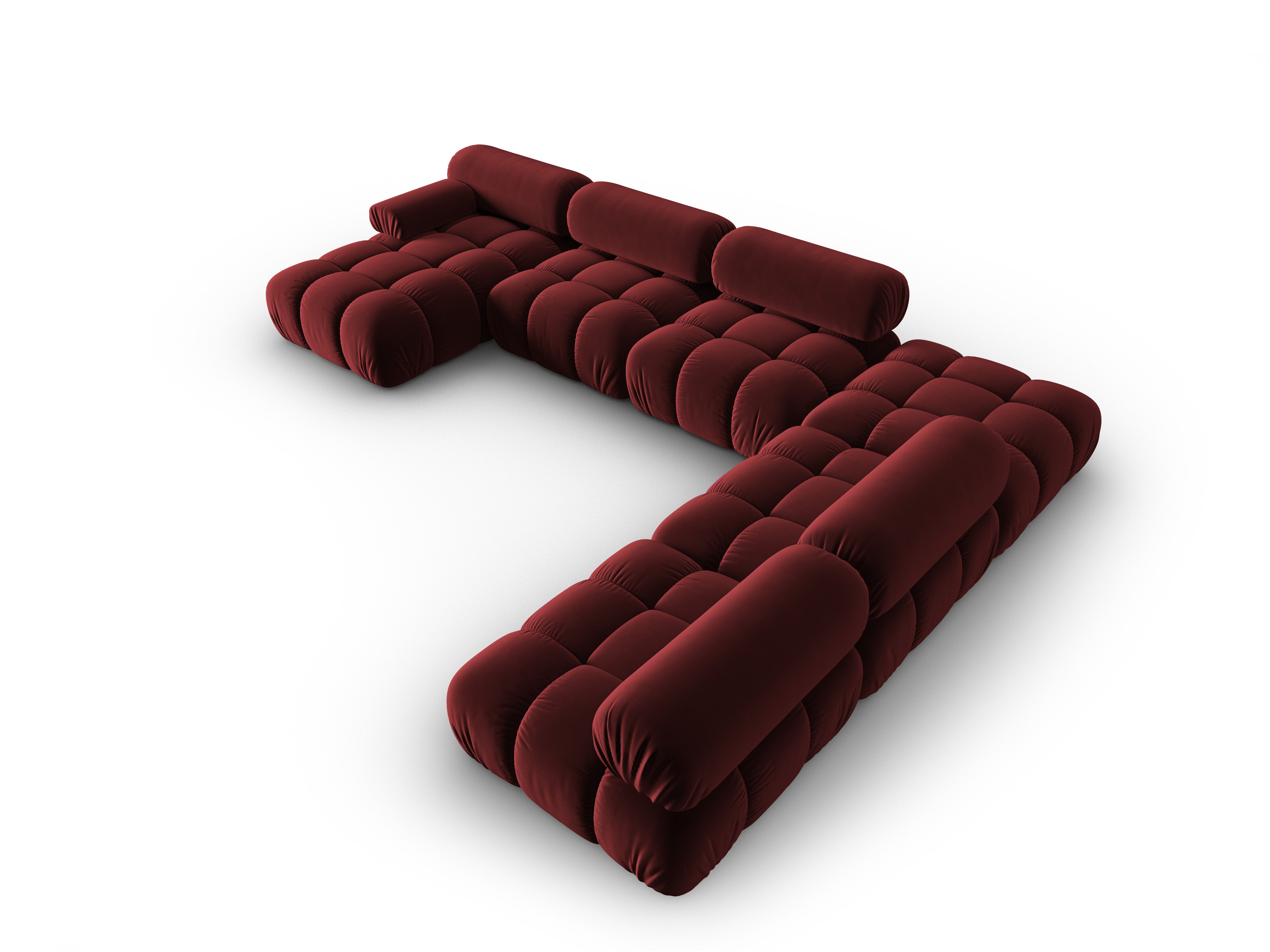CORTINA Right-Hand Velvet Panoramic Corner Sofa in Wine Red